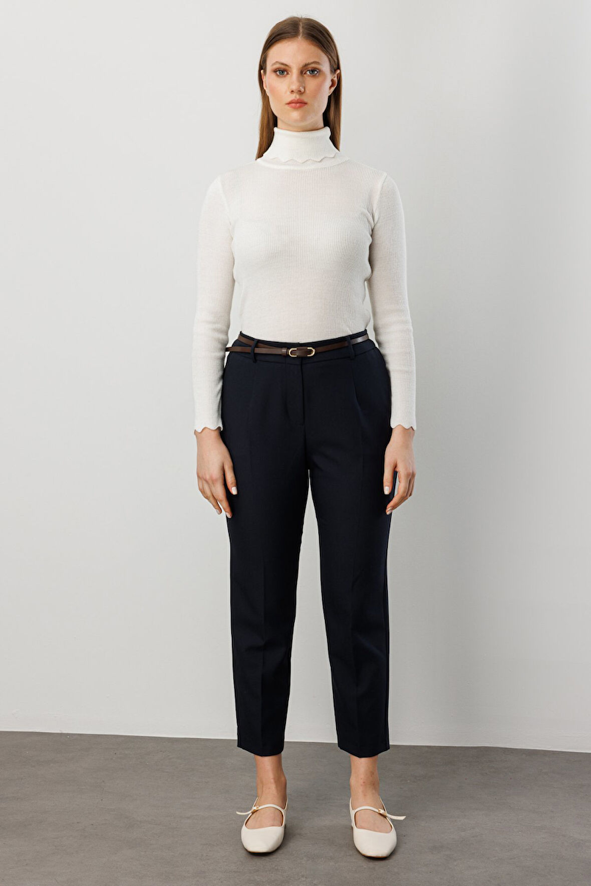 EKOL Beli Kemerli Dar Paça Pantolon 1015-26k