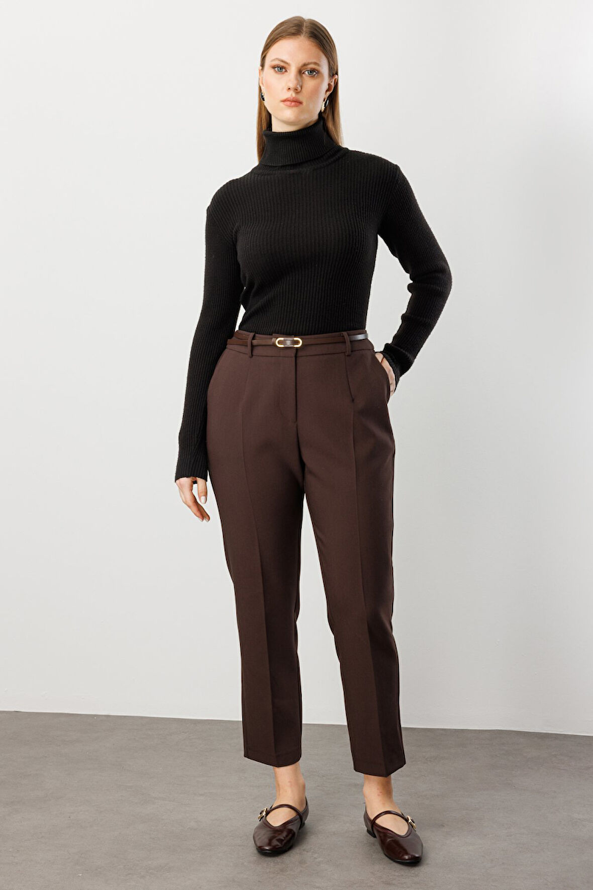 EKOL Beli Kemerli Dar Paça Pantolon 1015-26k