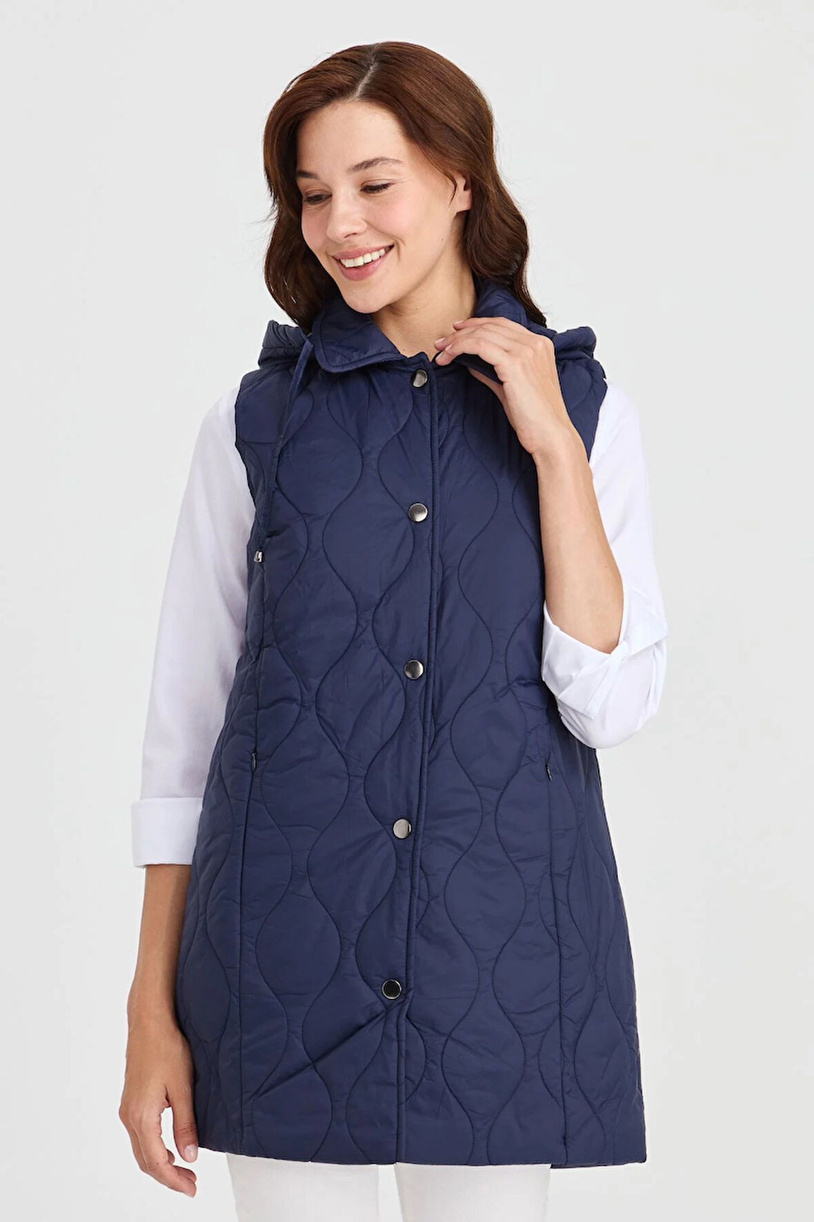 DESEN TRİKO Kadın Kapüşonlu Kapitone Yelek 23406-26k