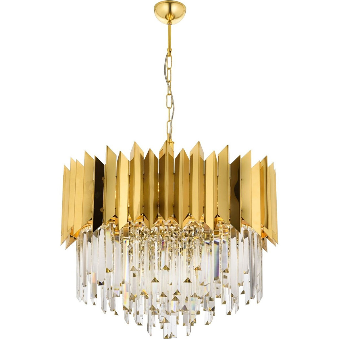 AVONNI AV-60101-S55 Sarı Kaplama Modern Avize E27 Metal Kristal 55cm