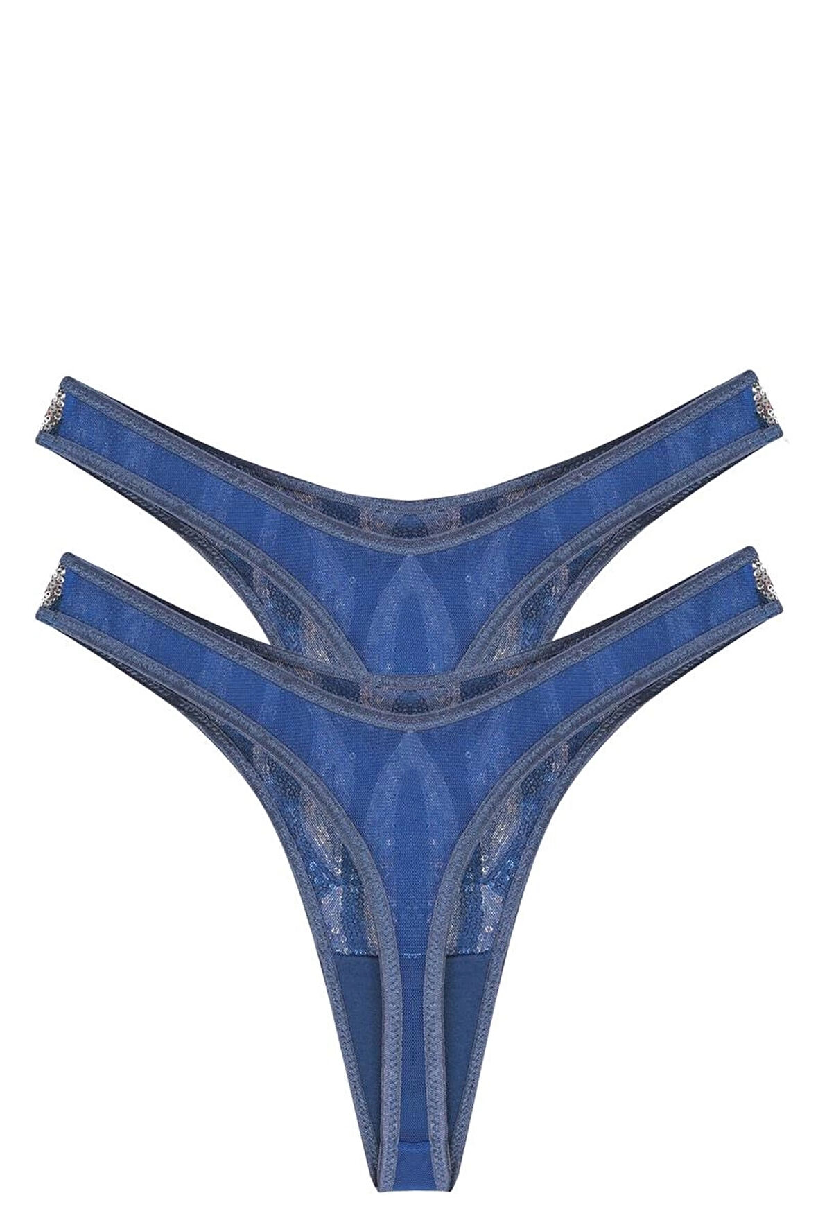 Giyim Kadın Lacivert Payet Detaylı 2'li Tanga Slip