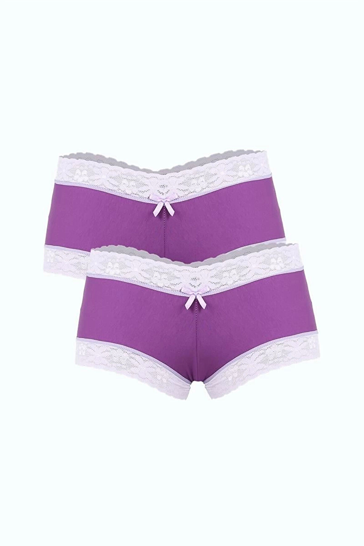 Giyim Kadın Pamuklu 2li Boxer Mor