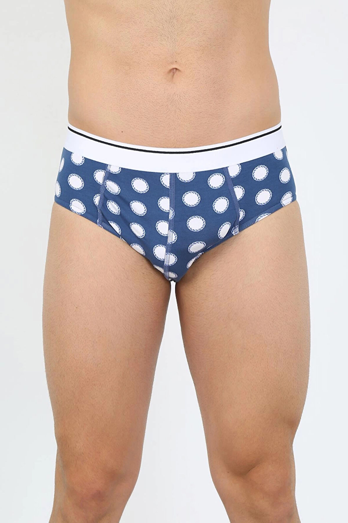Giyim Erkek Pamuk Desenli Likralı Slip Lacivert