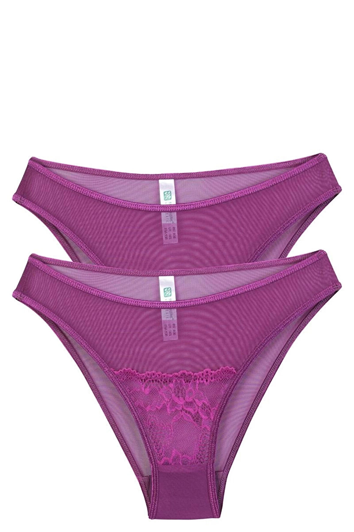 Giyim Kadın Mor Dantel Detaylı Transparan 2'li Slip