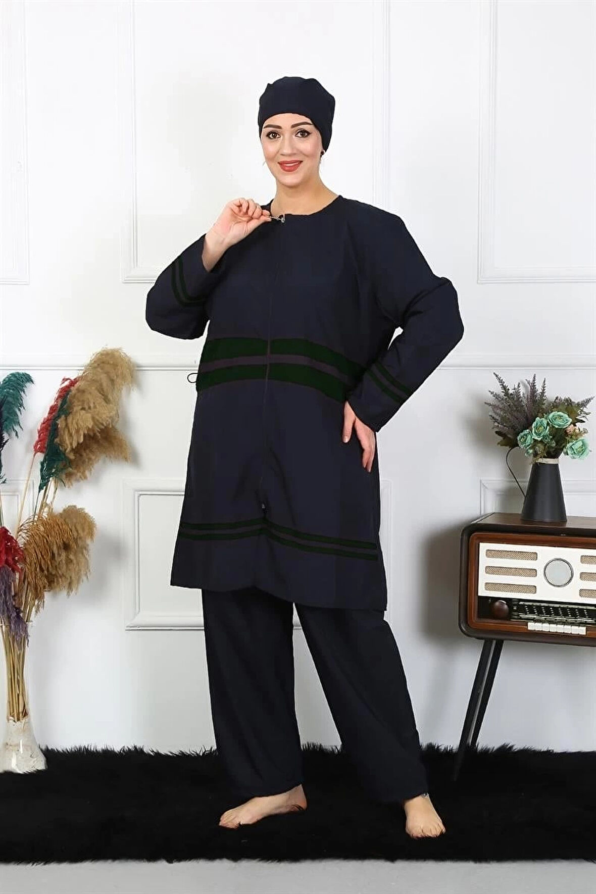 Giyim Büyük Beden Tesettür Mayo Lacivert