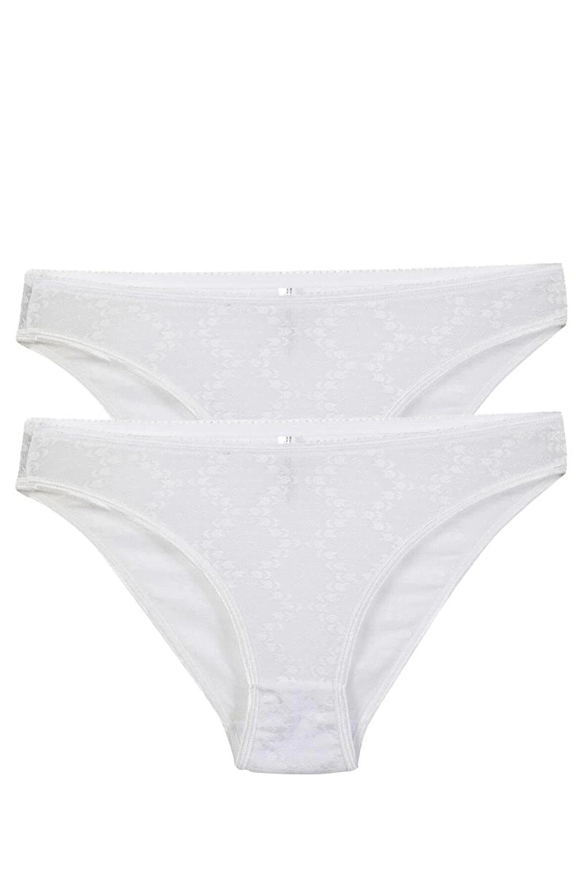 Giyim Kadın Beyaz Desenli 2'li Slip