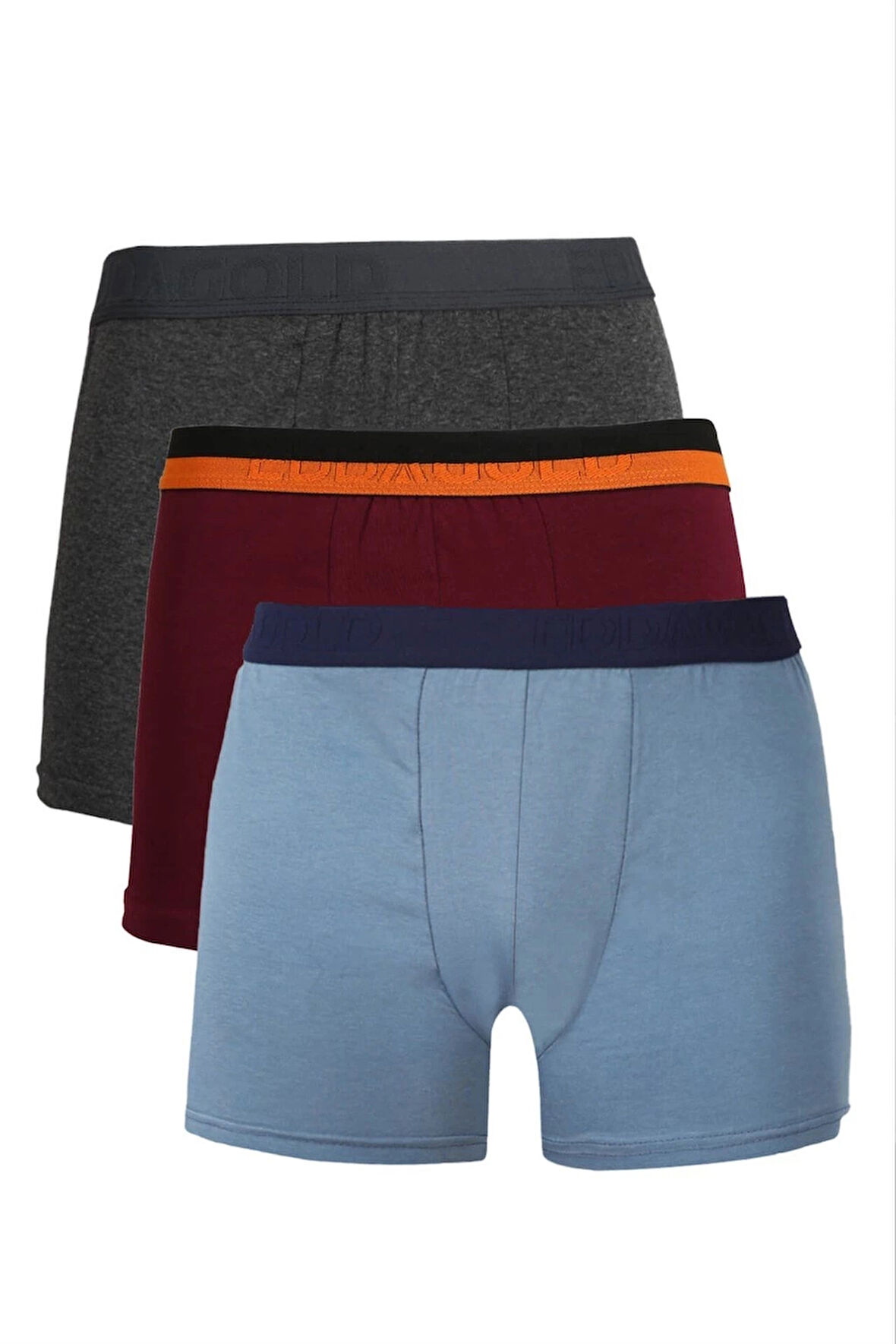 Giyim Erkek Penye 3'lü Boxer Füme-Bordo-İndigo