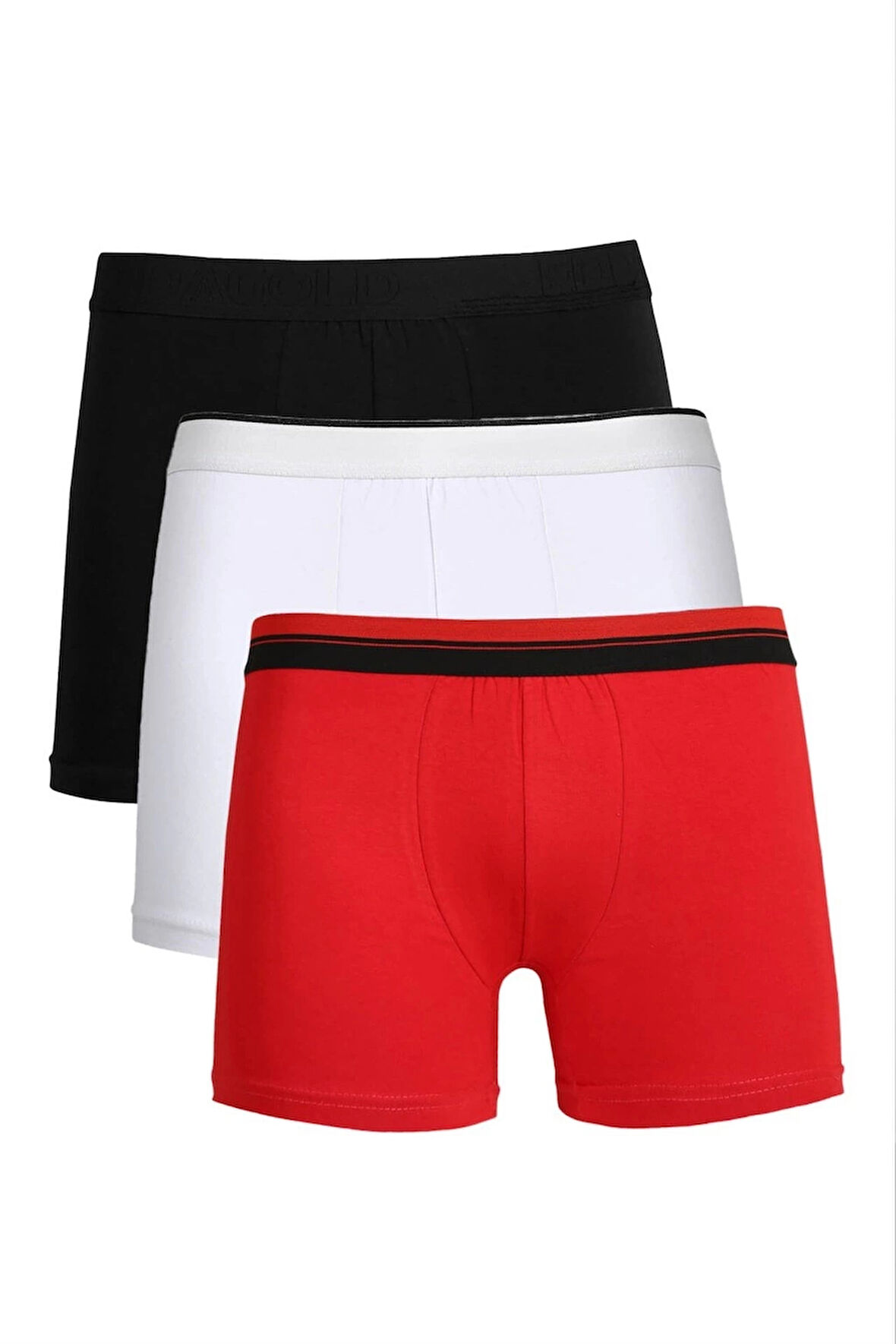 Giyim Erkek Penye 3'lü Boxer Siyah-Kırmızı-Beyaz