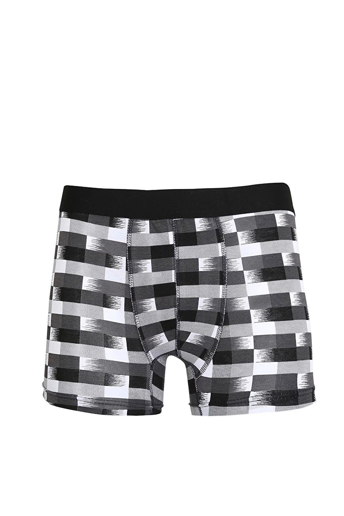 Giyim Erkek Penye Likralı Desenli Boxer Füme