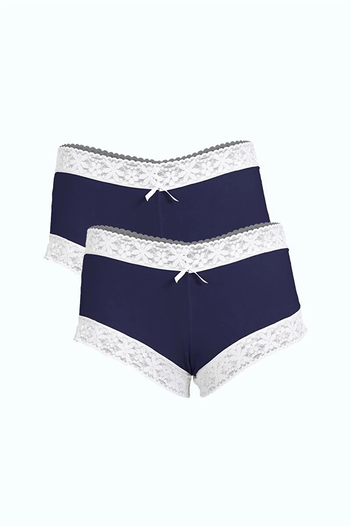 Giyim Kadın Pamuklu 2li Boxer Lacivert