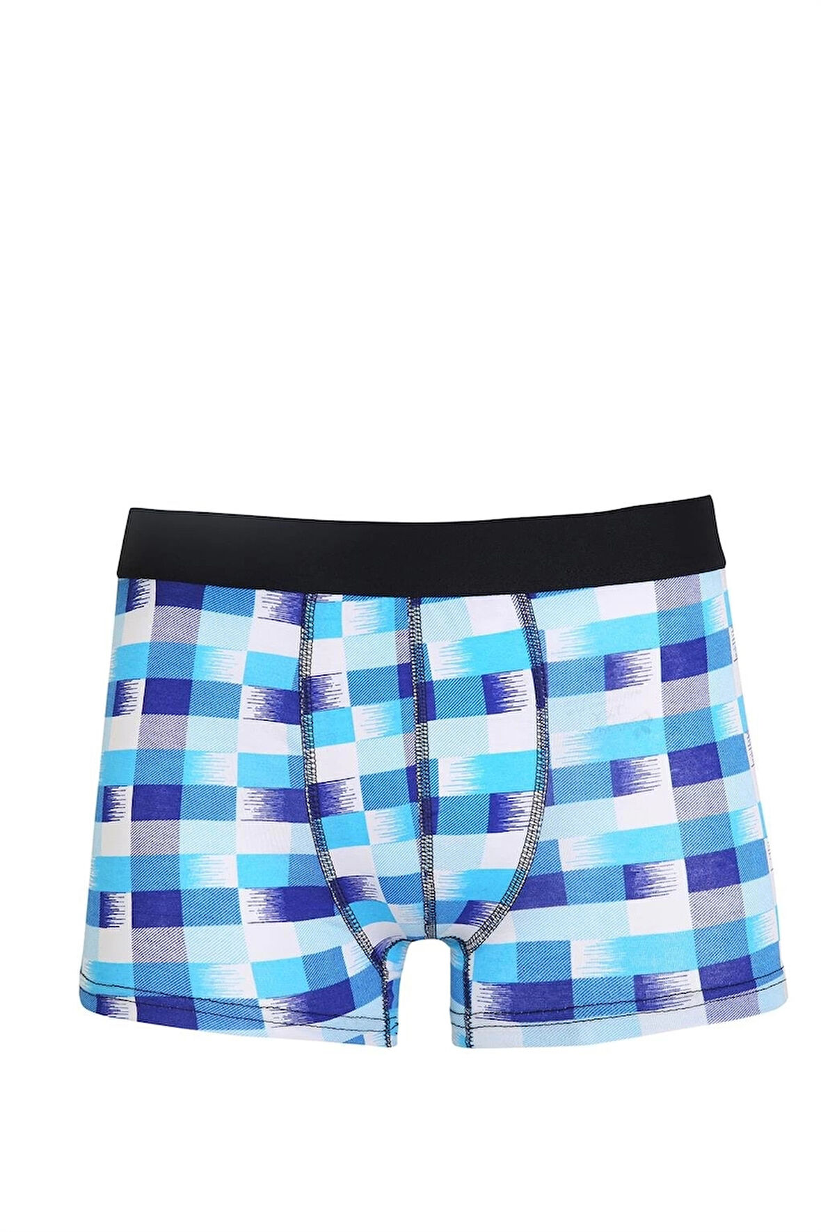 Giyim Erkek Penye Likralı Desenli Boxer Mavi