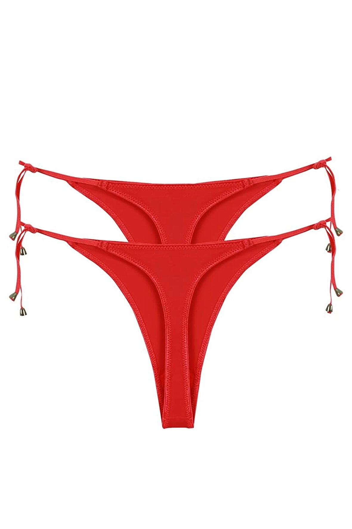 Giyim Kadın Kırmızı Yandan Bağlamalı 2'li Tanga Slip