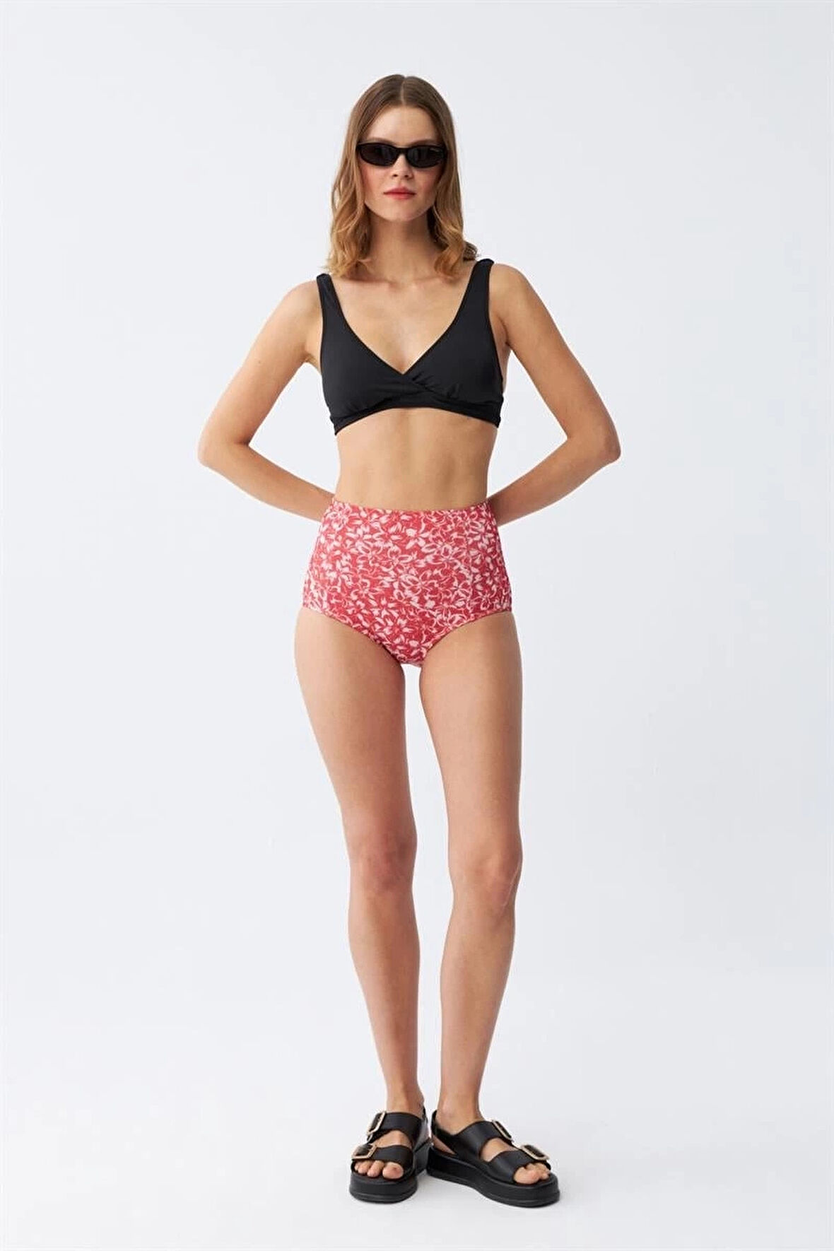 Giyim Kadın Pedli Yüksek Bel Bikini Takımı - Siyah