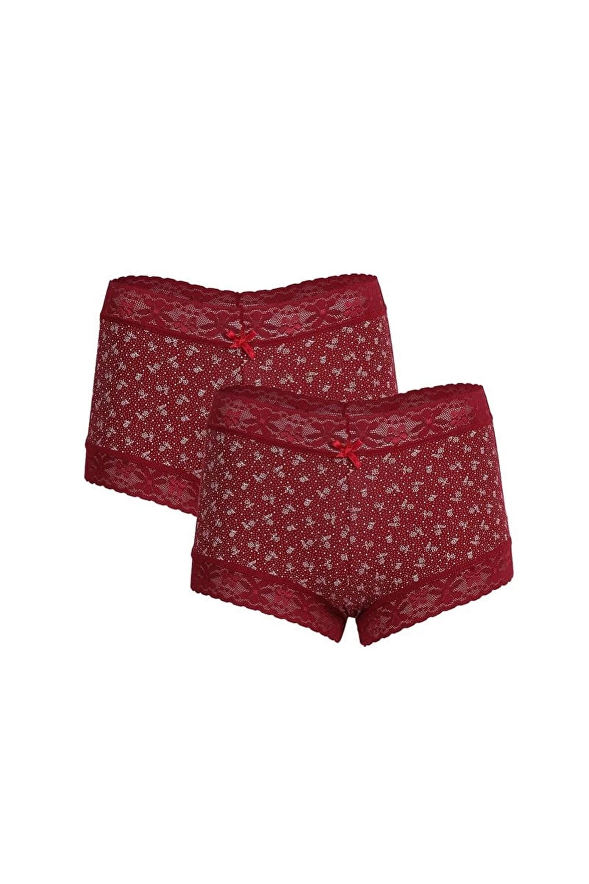 Giyim Kadın Pamuklu 2li Boxer Bordo