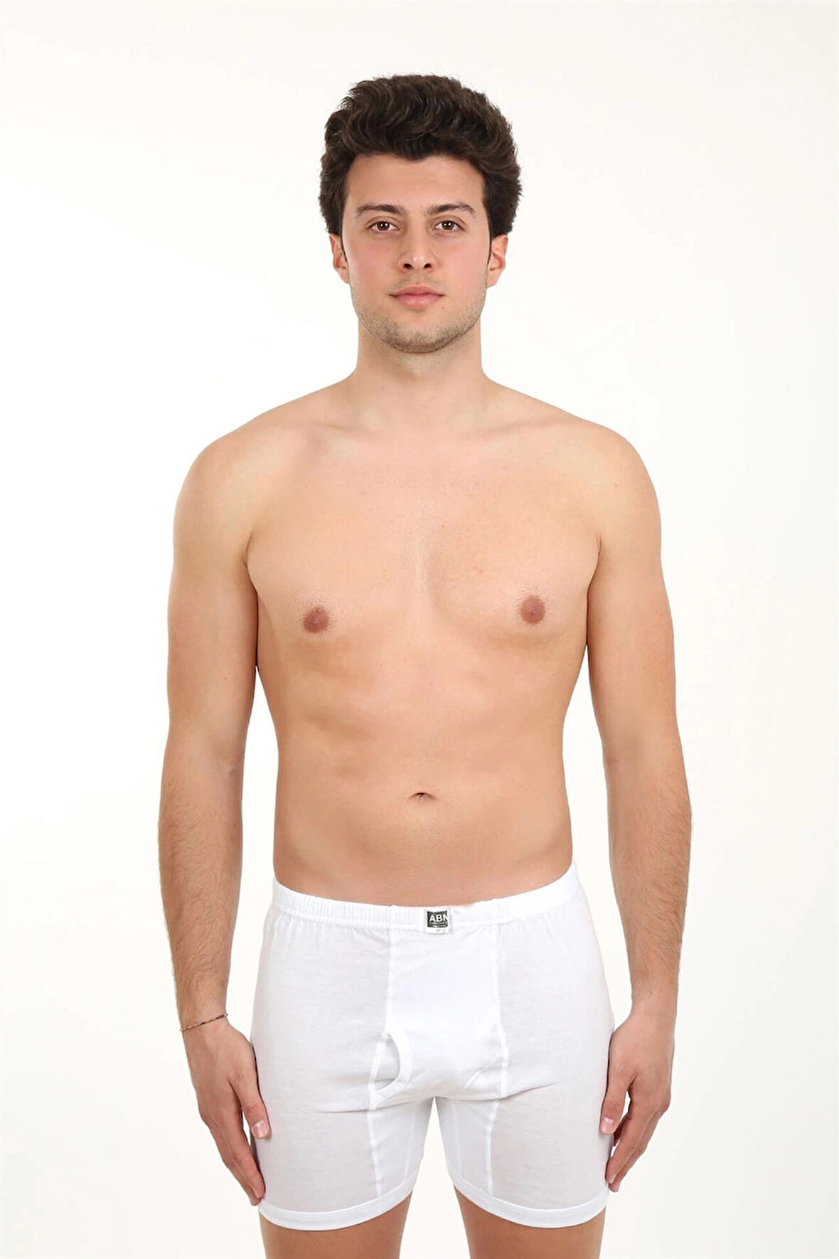 Giyim Erkek Paçalı Penye Boxer Beyaz