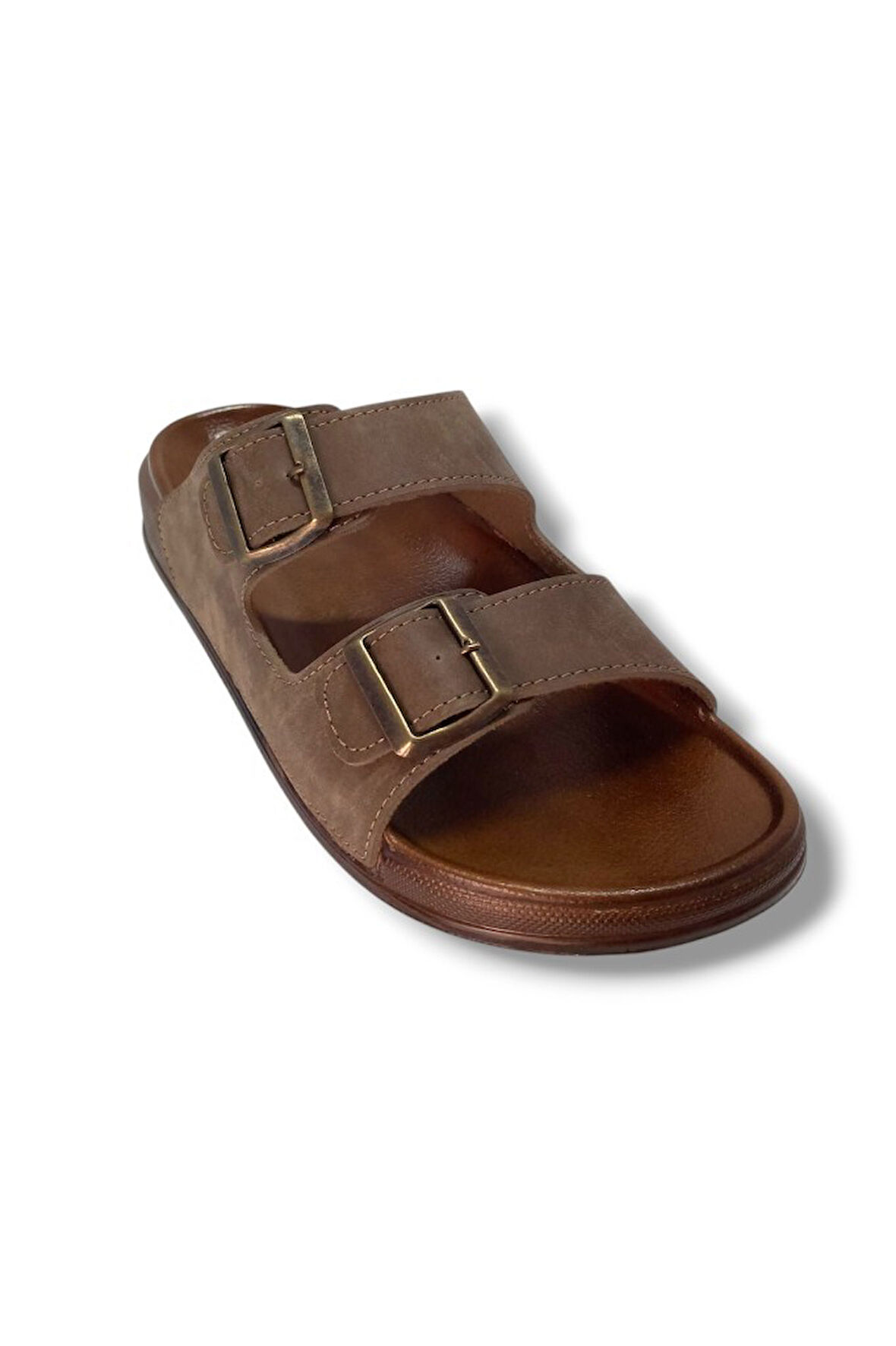 Witta 54201-25 Deri Çift Bant Anatomik Erkek Terlik