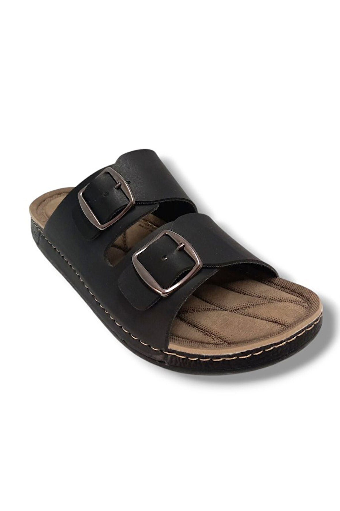 Apella 955-4-25 Deri Anatomik Çift Bantlı Soft Erkek Terlik