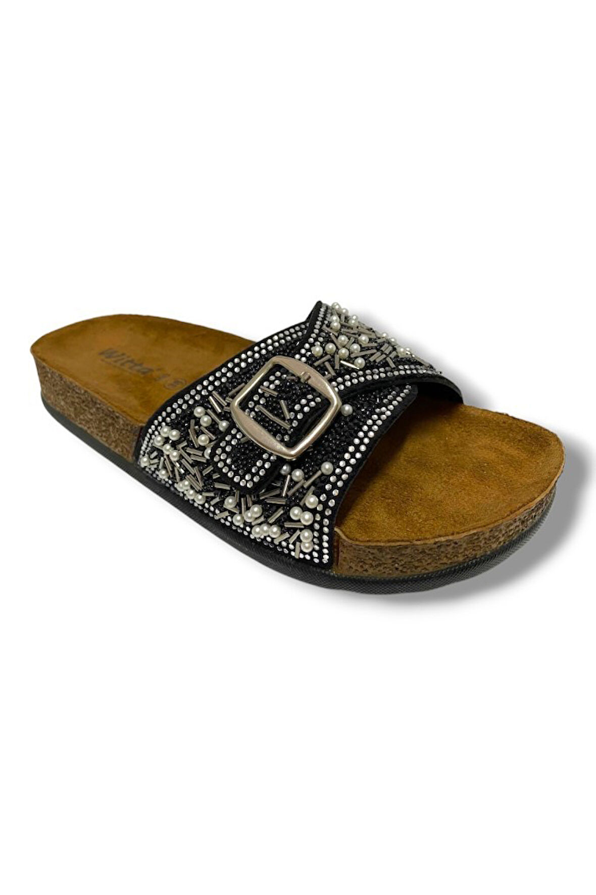 Witta 55403-25 Tek Bant Boncuk Taşli Anatomik Kadın Terlik