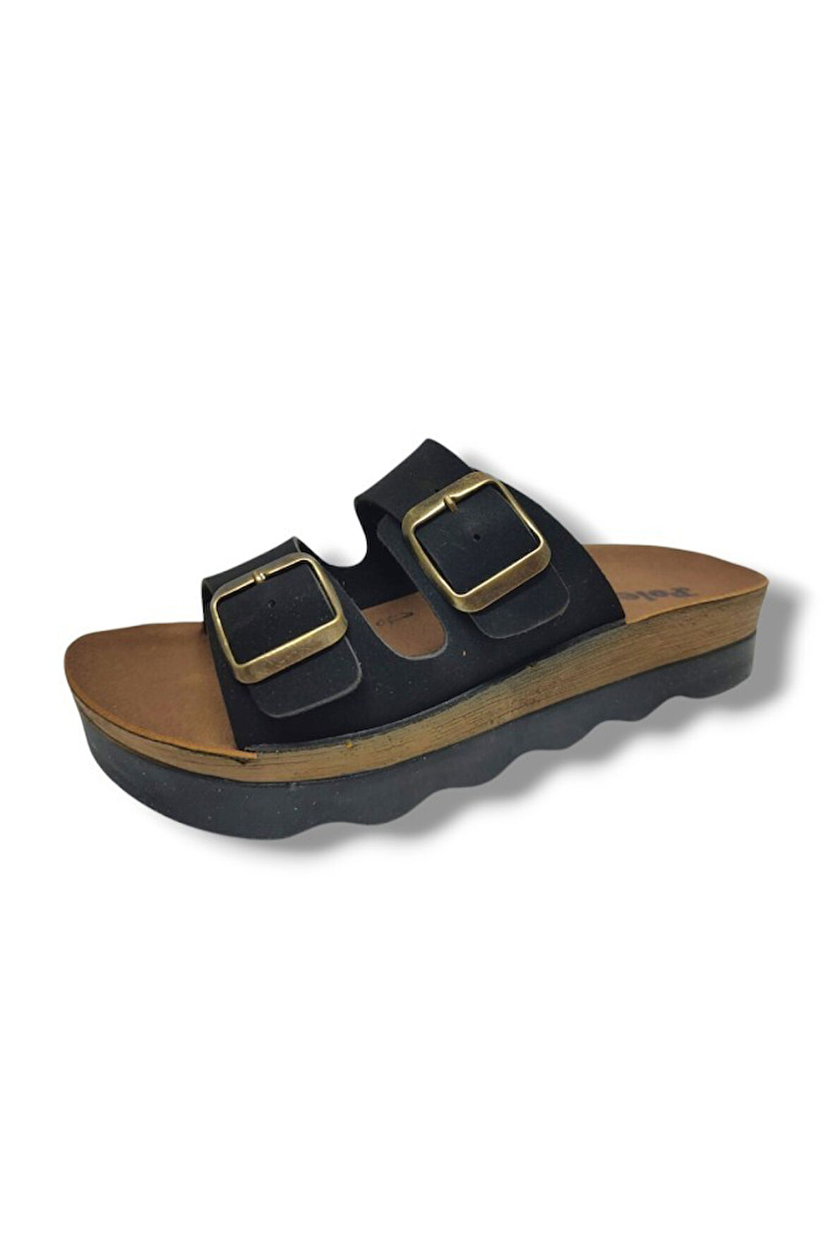 Polero 35132-25 Deri Anatomik Çift Bant Kadın Terlik