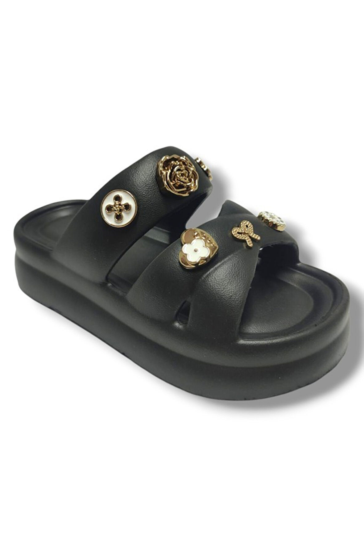 Twingo 510-25 Eva Taşlı Çift Bantlı Kalın Taban Kadın Terlik