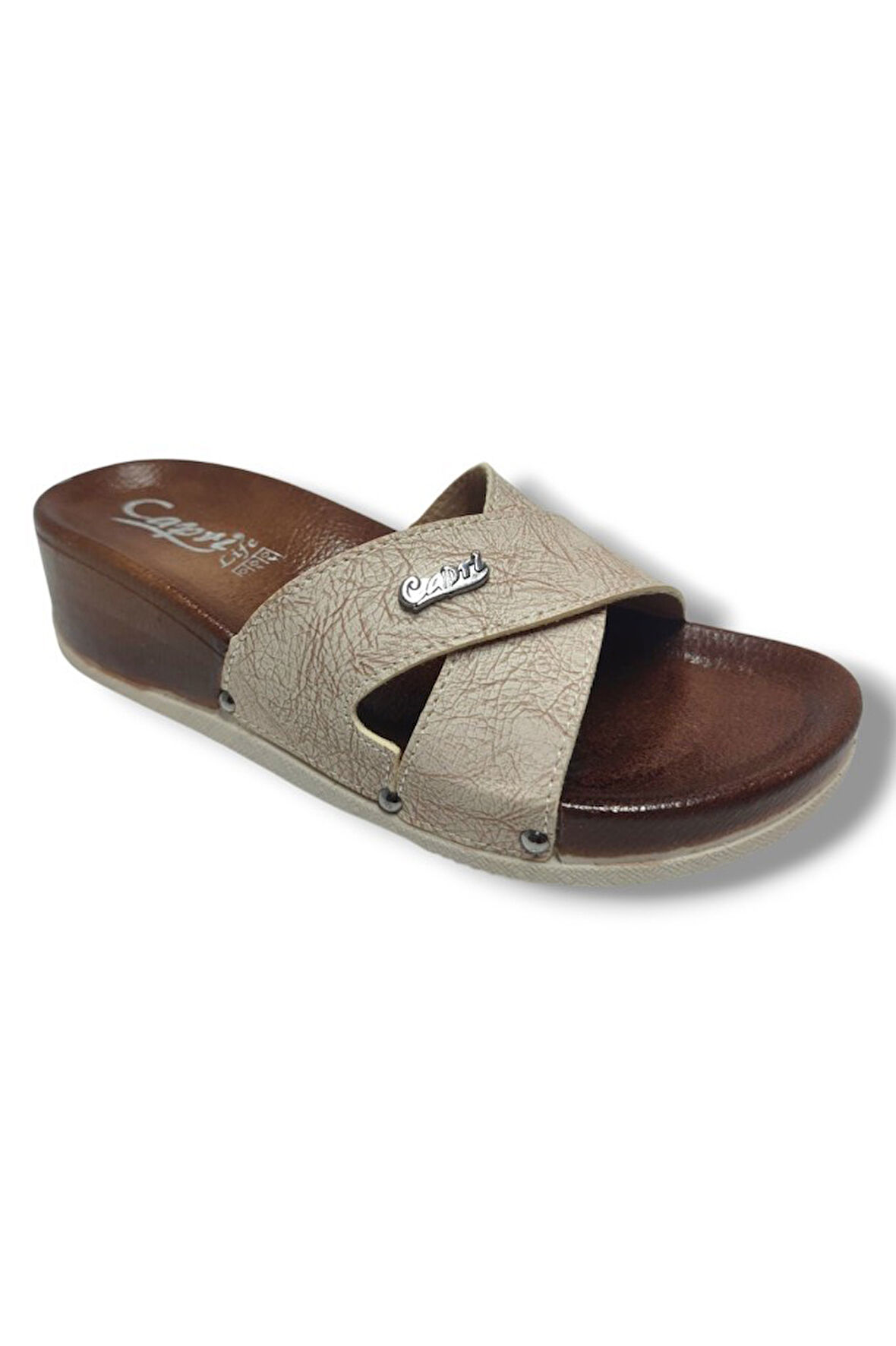 Capri 9002-25 Deri Çapraz Bant Capri Tokalı Kadın Terlik