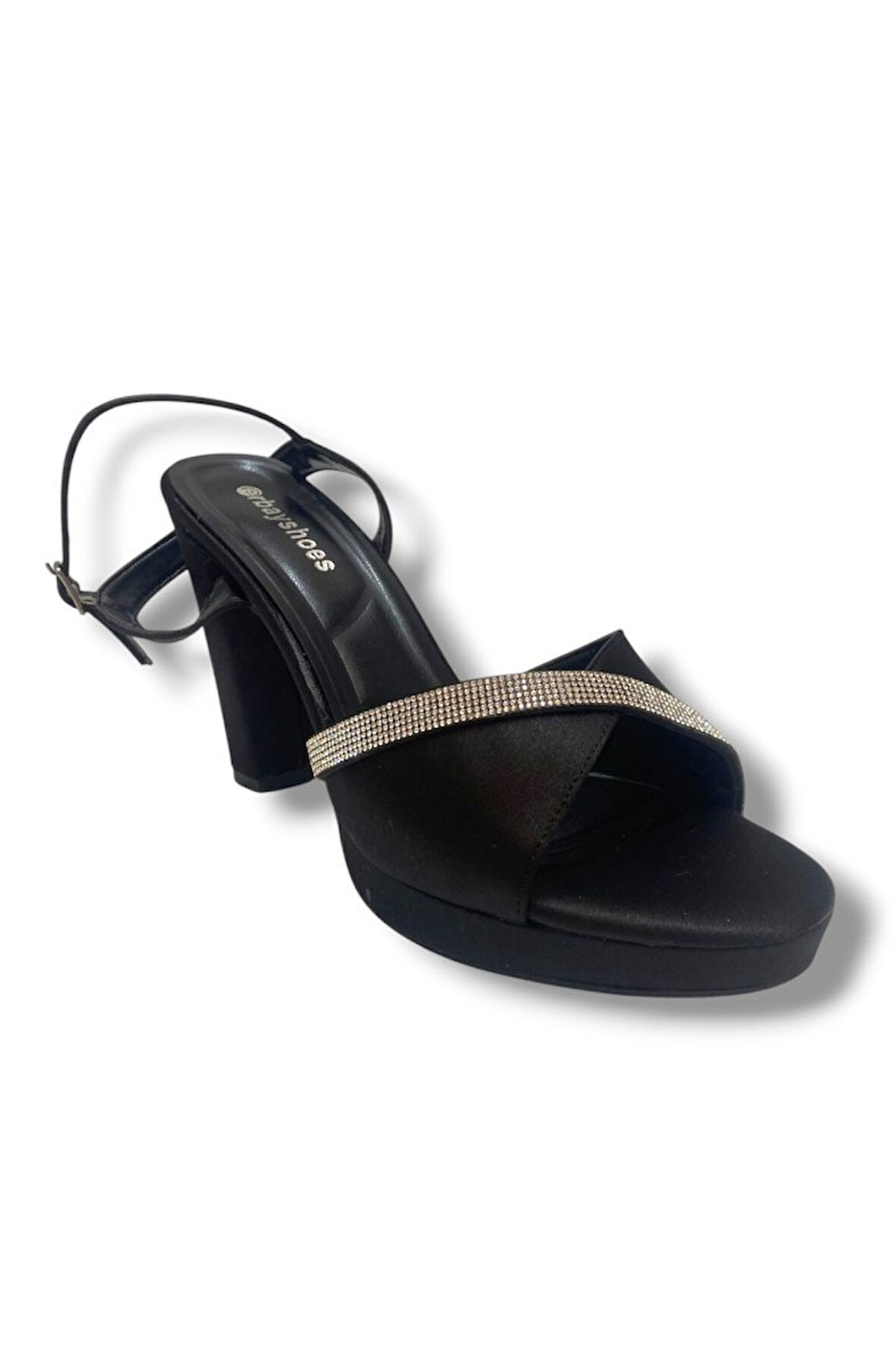 Erbay 363-25 Üçgen Bant Taşlı Yüksek Topuk Kadın Sandalet