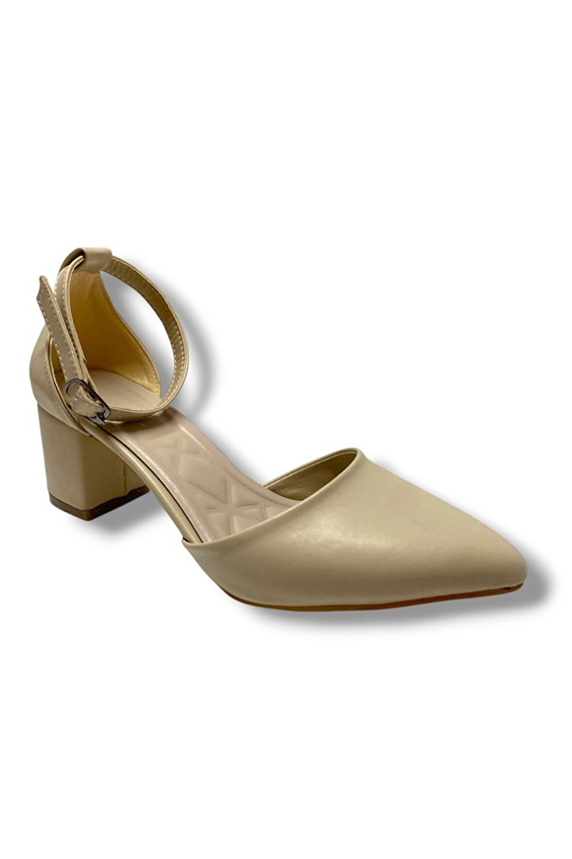 C-Shoes 104-25 Deri Yanları Açık Kalın Topuk Kadın Ayakkab