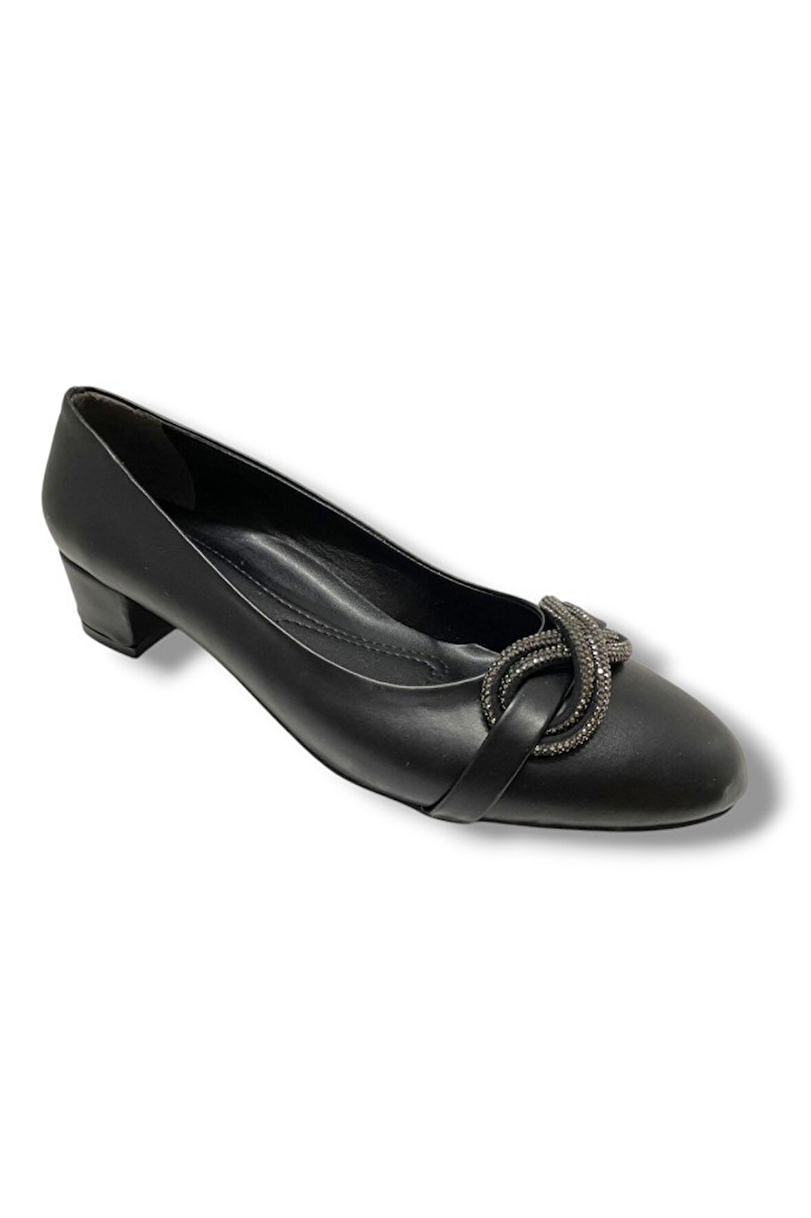 C-Shoes TR46-25 Deri Sonsuzluk Taşlı Kalın Topuklu Kadın Ayakkabı 41-42