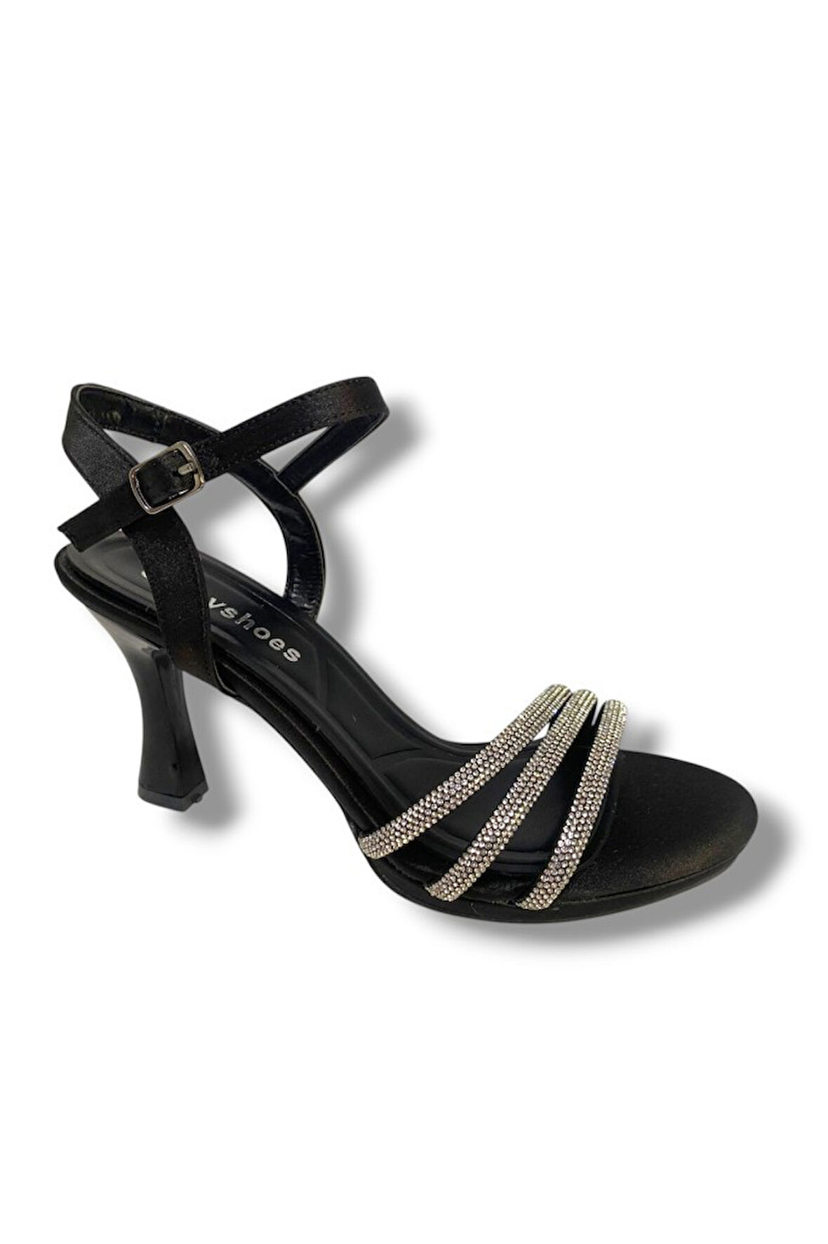 Erbay 484-25 Parlak Deri 3 Bant Taşlı Kadın Sandalet