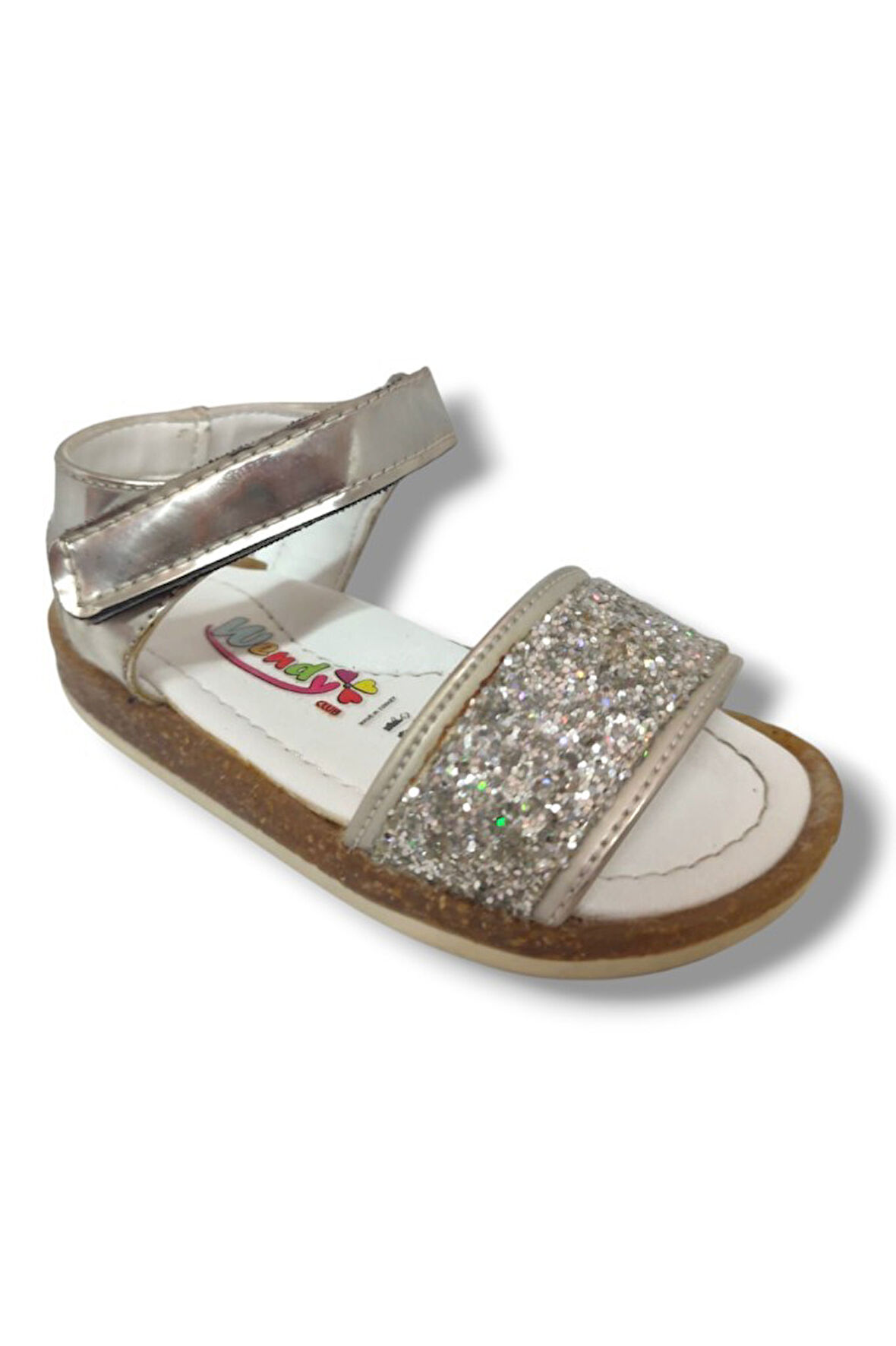 Wendy 1171-20 Simli Tek Çırtli Kız Çocuk Sandalet Gümüş 21-25