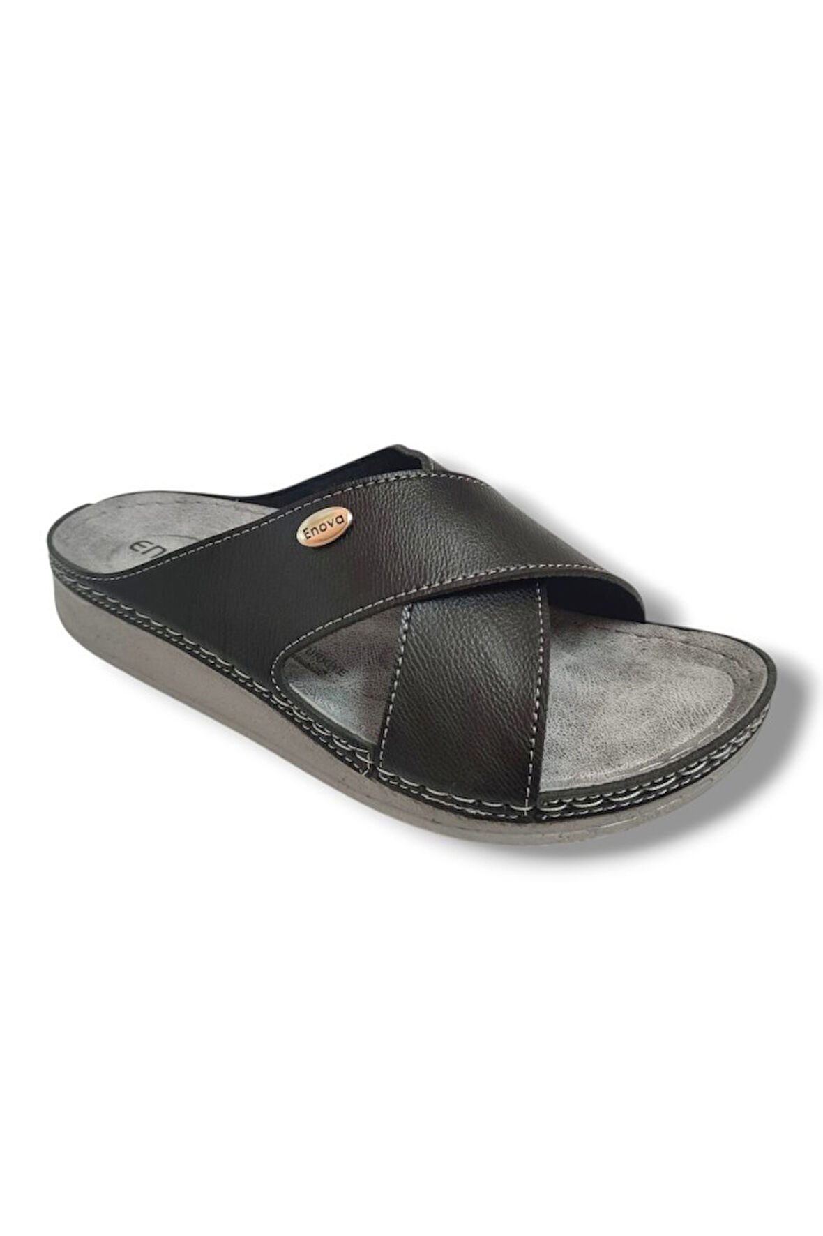 Enova M224-0102-25 Deri Anatomik Çapraz Bant Erkek Terlik