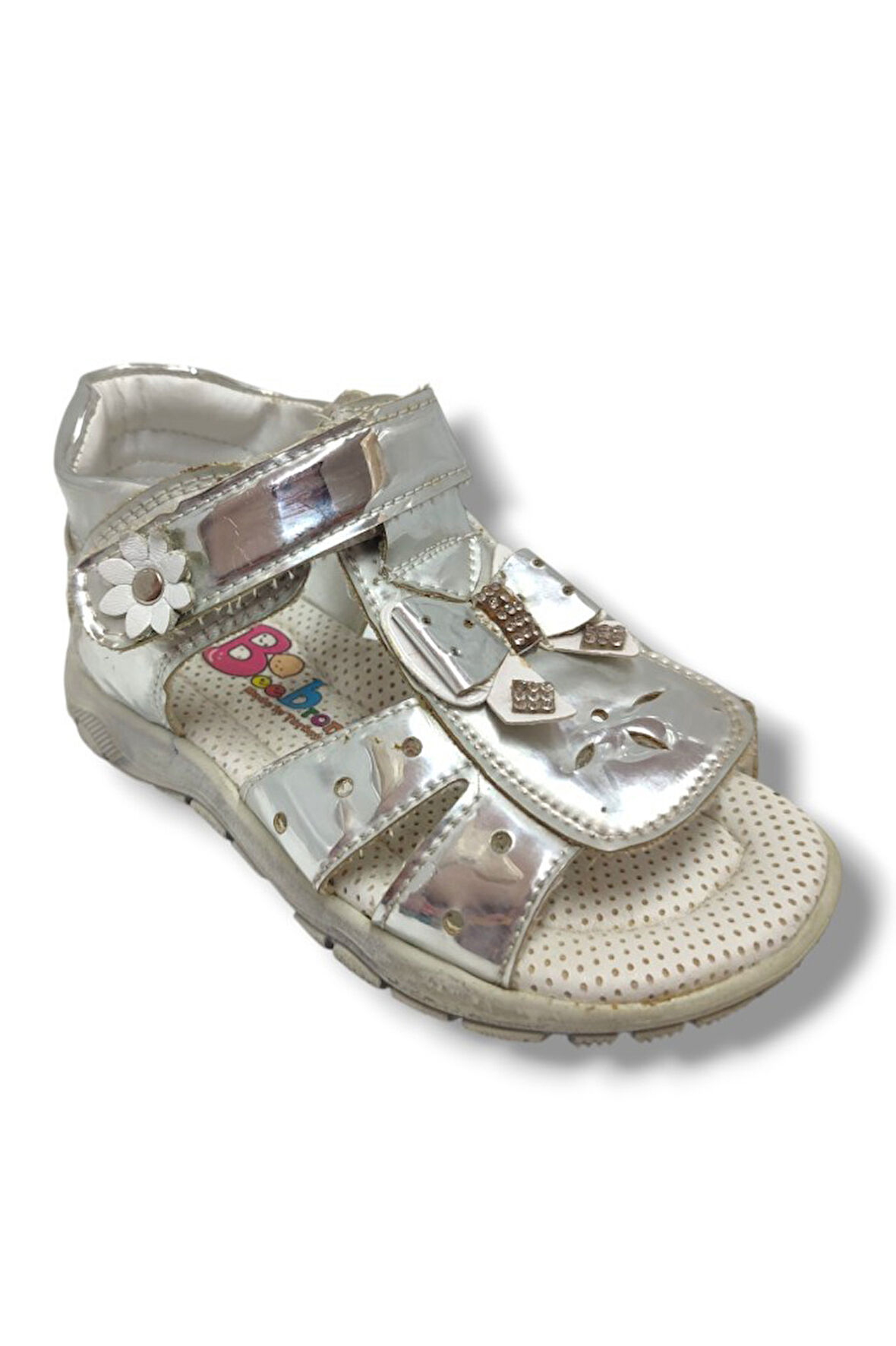 Beebron 1698-20 Çiçek Cırtlı Kız Çocuk Sandalet 21-25