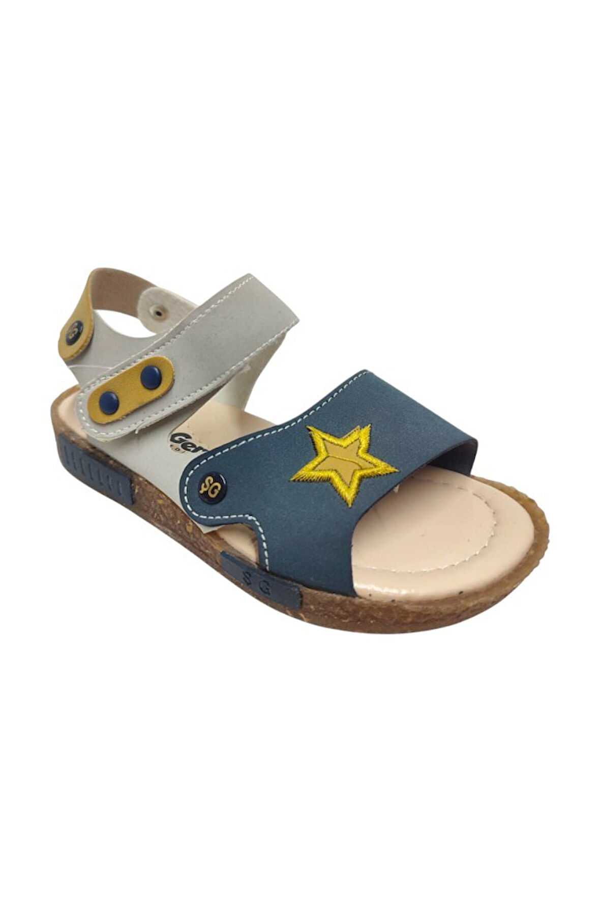 Şirinbebe 1707-20 Anatomik Yıldız Desen Cirtli Erkek Çocuk Sandalet Lacivert Gri 26-30