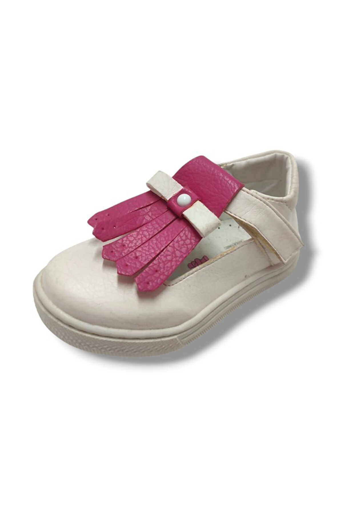 Şirinbebe 1729-20 Deri Püsküllü Kız Çocuk Sandalet Beyaz Pembe 21-25
