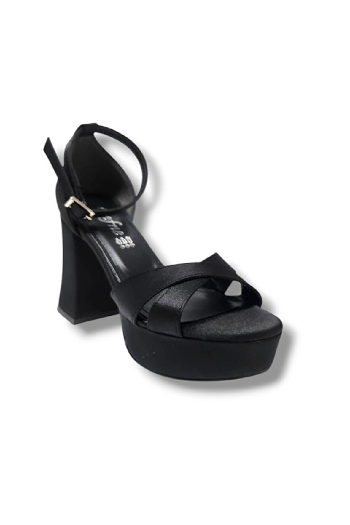 Defne 787-25 Saten Çapraz Bant Kalın Topuk(10cm) Anatomik Kadın Sandalet