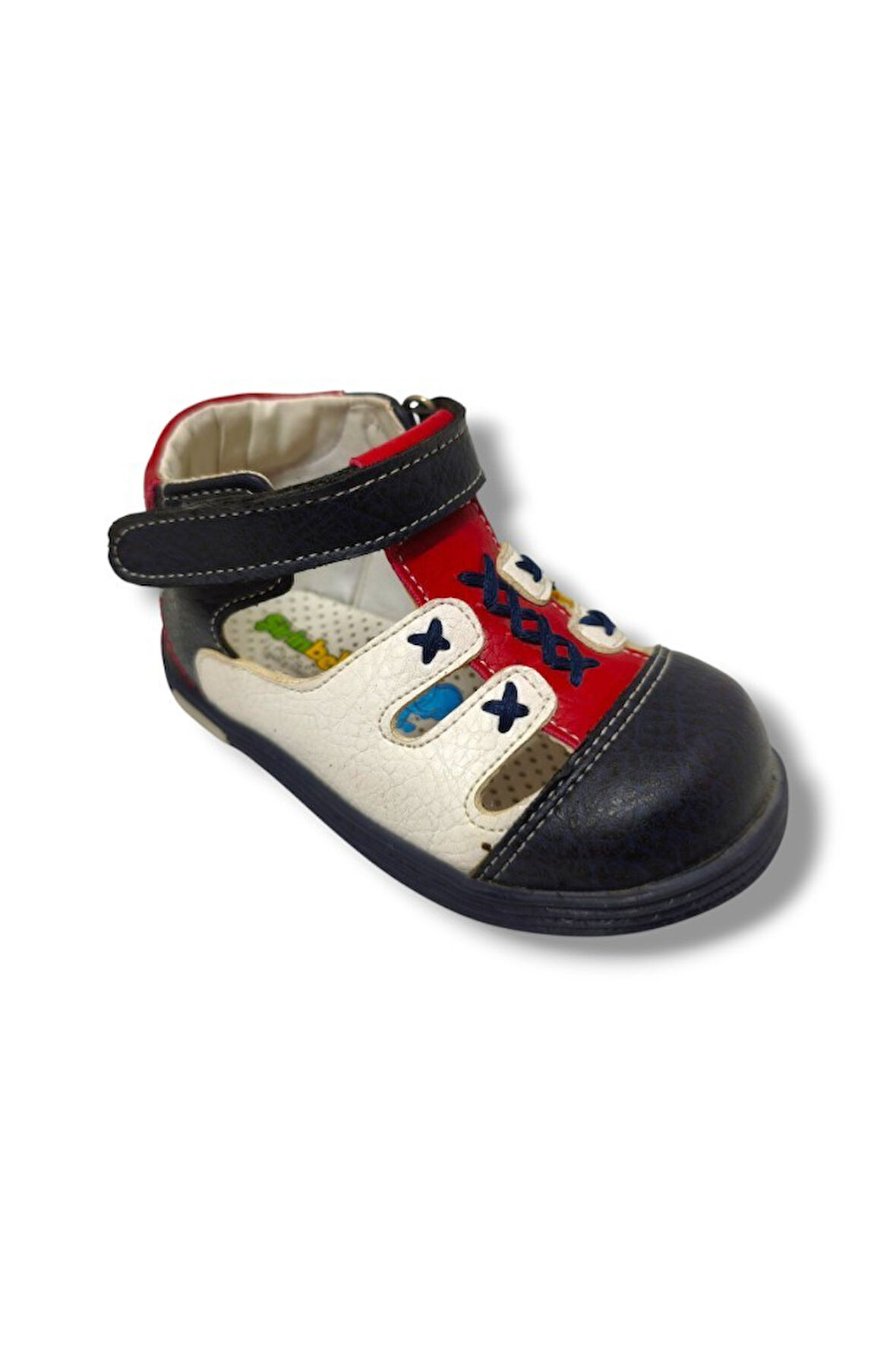 Şirinbebe 3031-20 Çarpı Dikiş Cırtlı Erkek Çocuk Sandalet Lacivert Beyaz 21-25