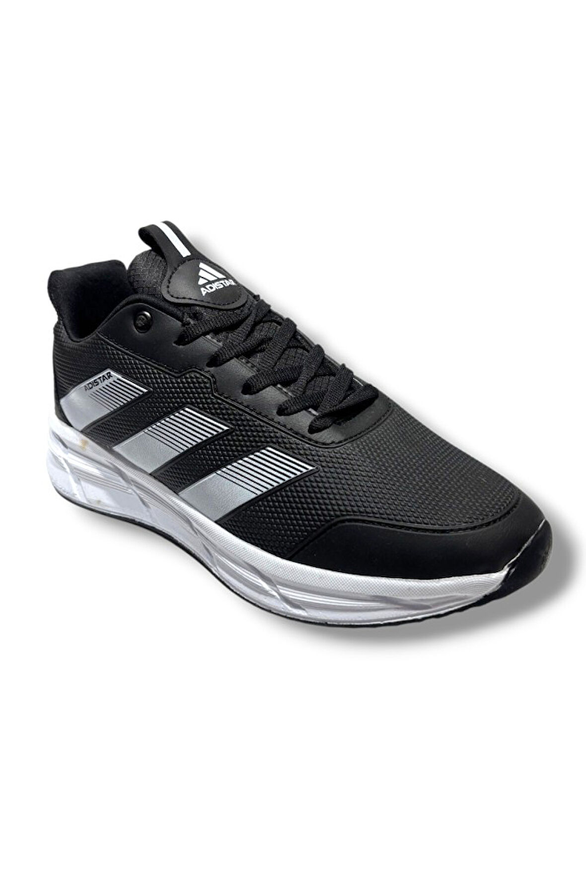 Adistar 018-26 Baskı Deri Anatomik Erkek Sneaker Siyah Beyaz