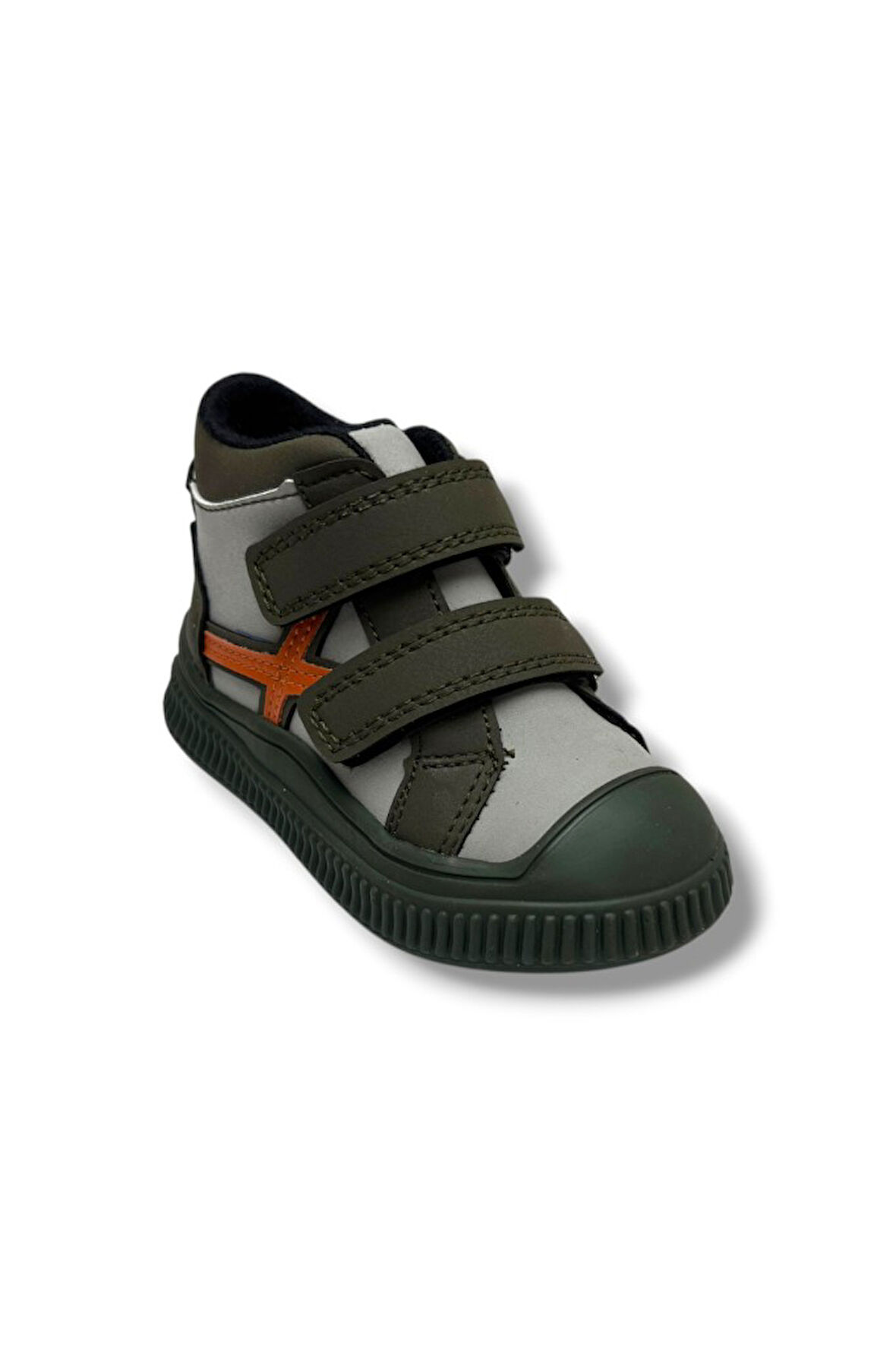 Arzen Bebe 650-26 Deri Sıcak Astar Anatomik Çift Cırtlı Çocuk Bot Haki Gri Oranj 22-25