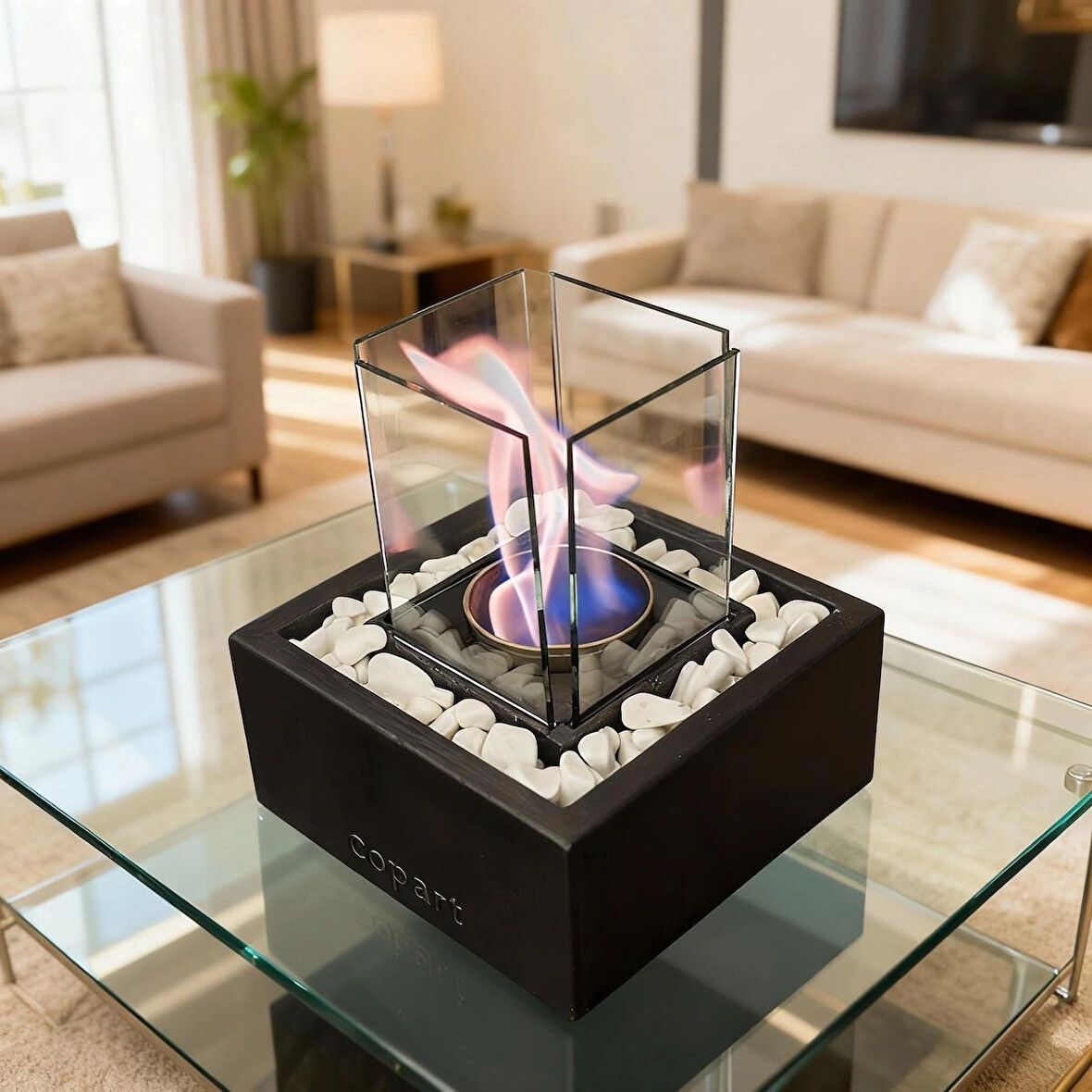 CopArt Quadrata Black Biyoetanol Masaüstü Şömine