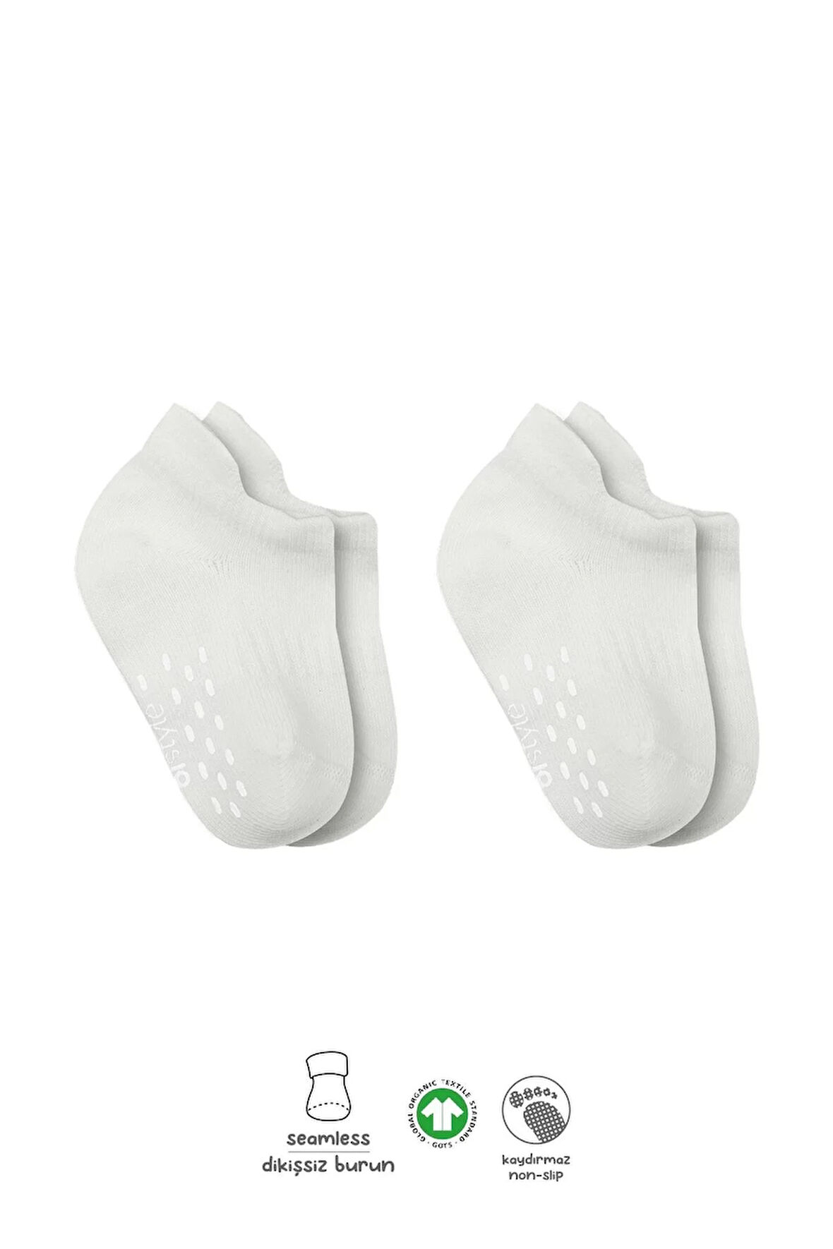 2'li Sneakers Kaymaz Basic Penye Çorap Bs20103 Ekru Ekru