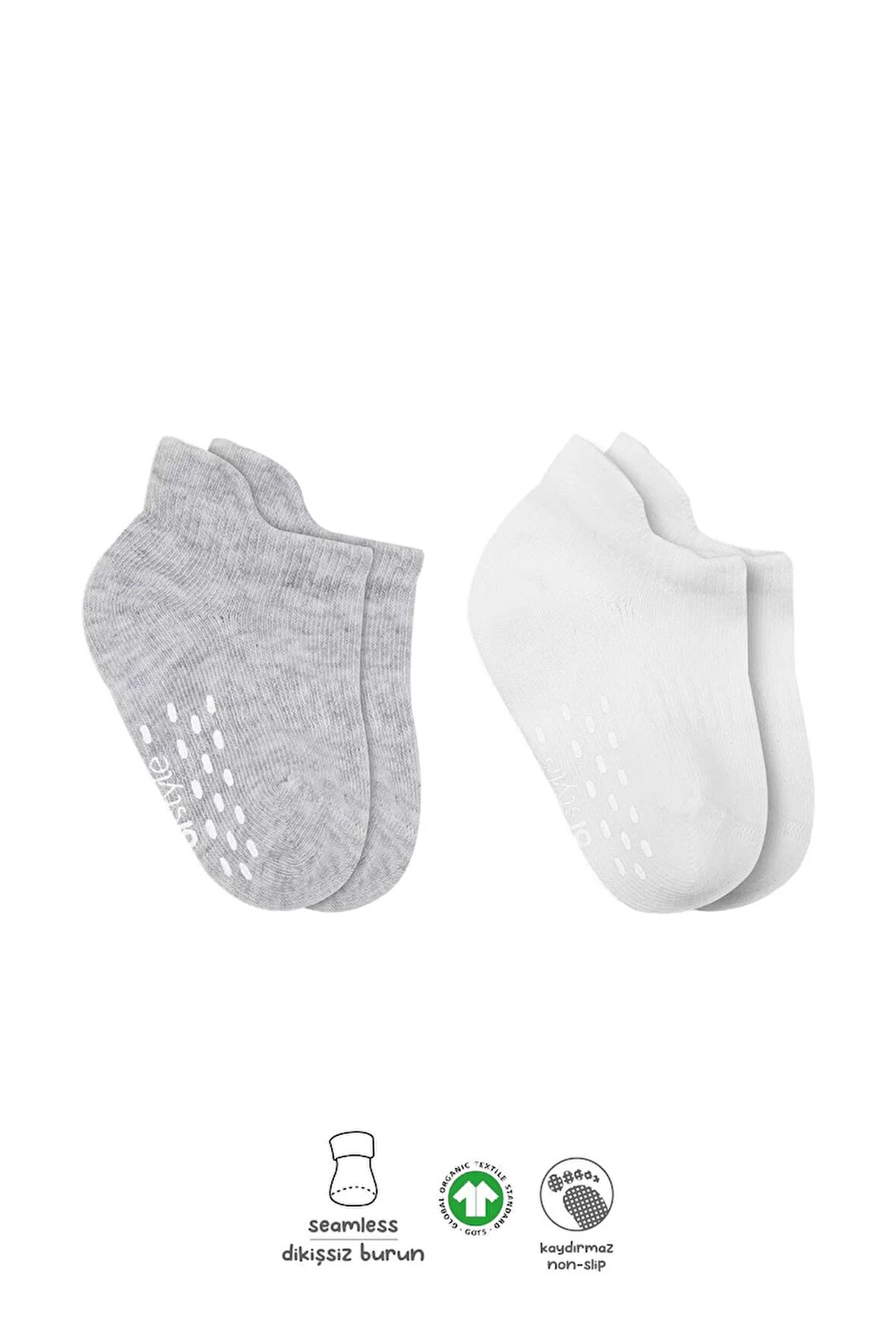 2'li Sneakers Kaymaz Basic Penye Çorap Bs20103 Gri Beyaz