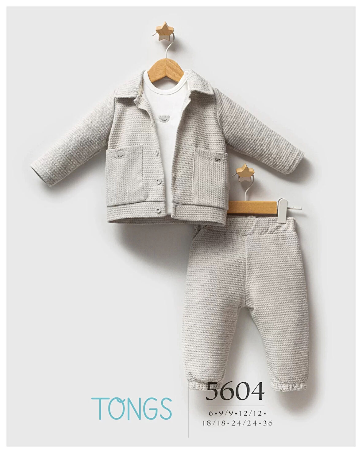 Tongs Baby Classic Bear 3'lü Takım 5604 Gri