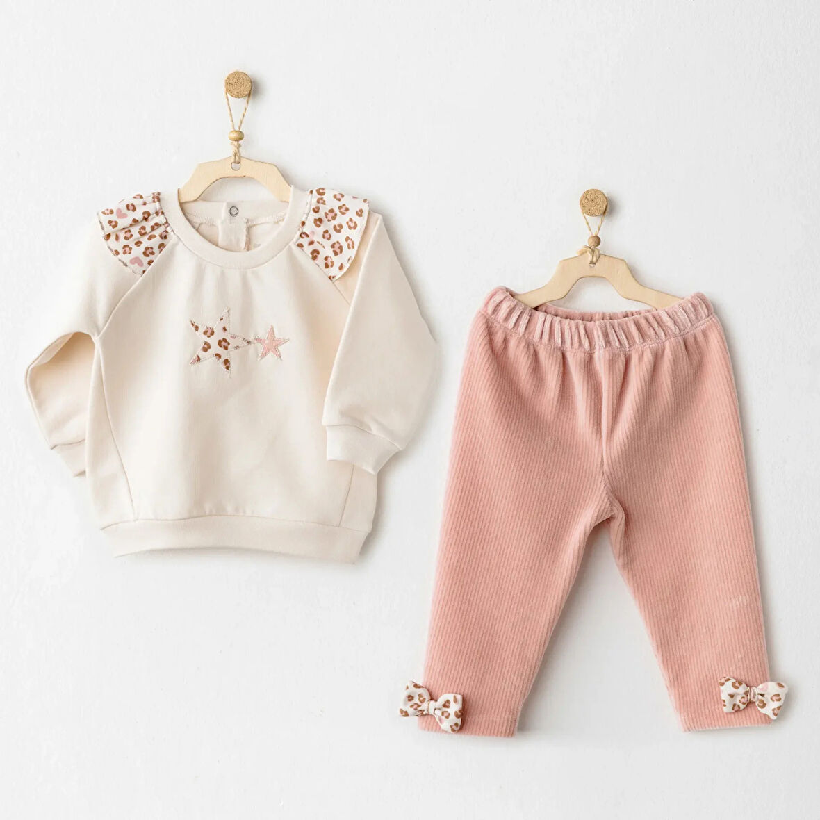 Andywawa Ac26236 Little Leopard 2'li Takım Ecru Pink