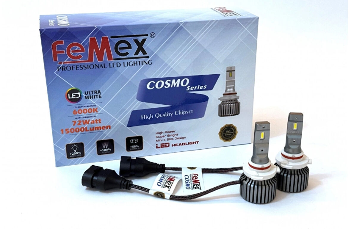 Femex Cosmo HB3 9005 Şimşek Etkili Led Xenon 72W 15.000 Lumen