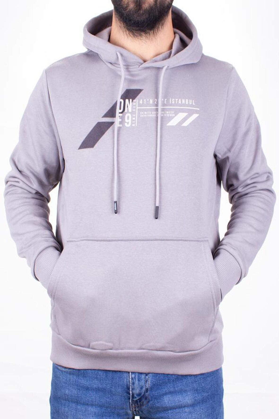Twister 1910 Gri Kapüşonlu Erkek Sweatshirt