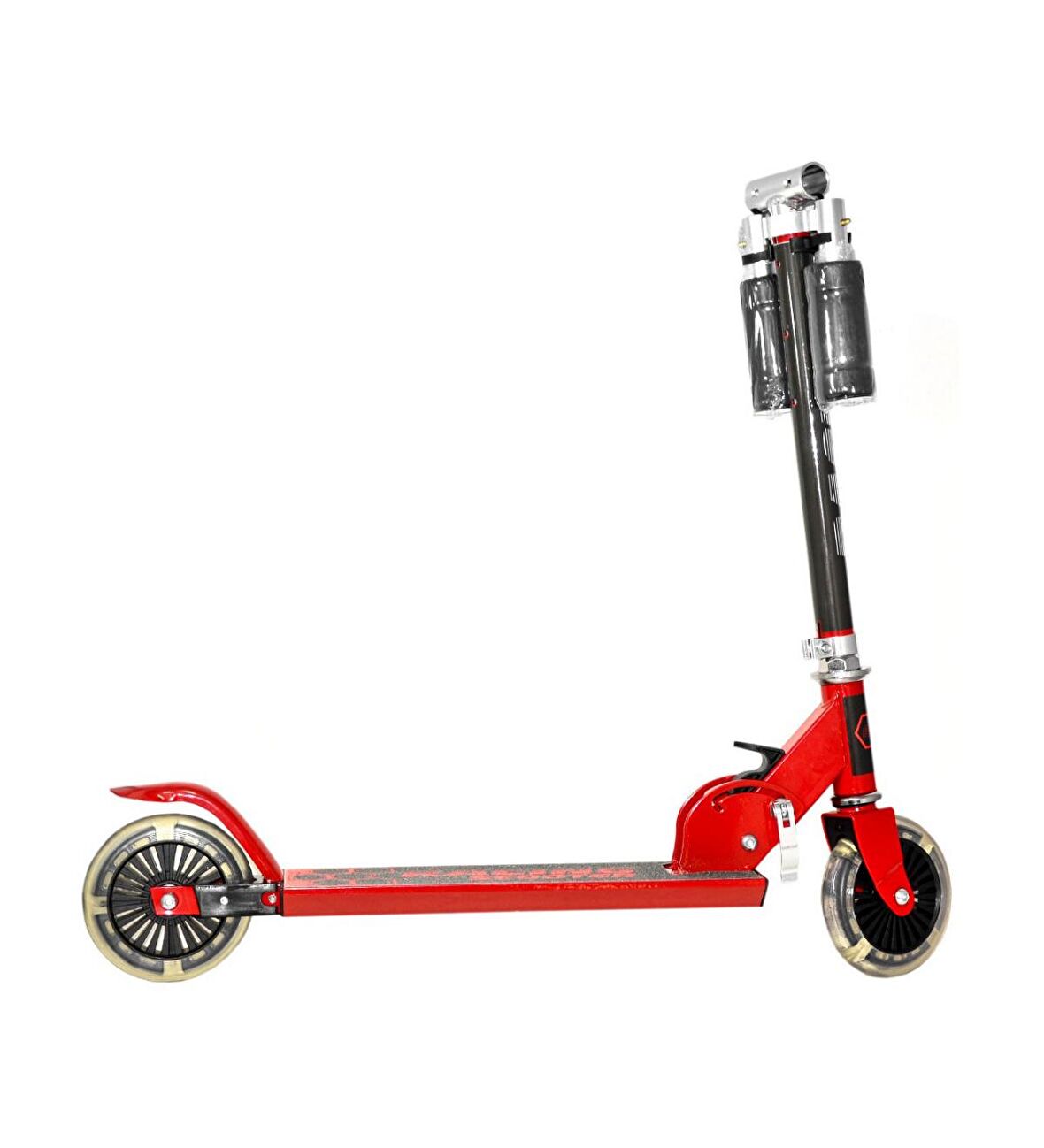 LED'li 120 mm Silikon Teker, Boy Ayarlamalı Katlanır Metal Scooter