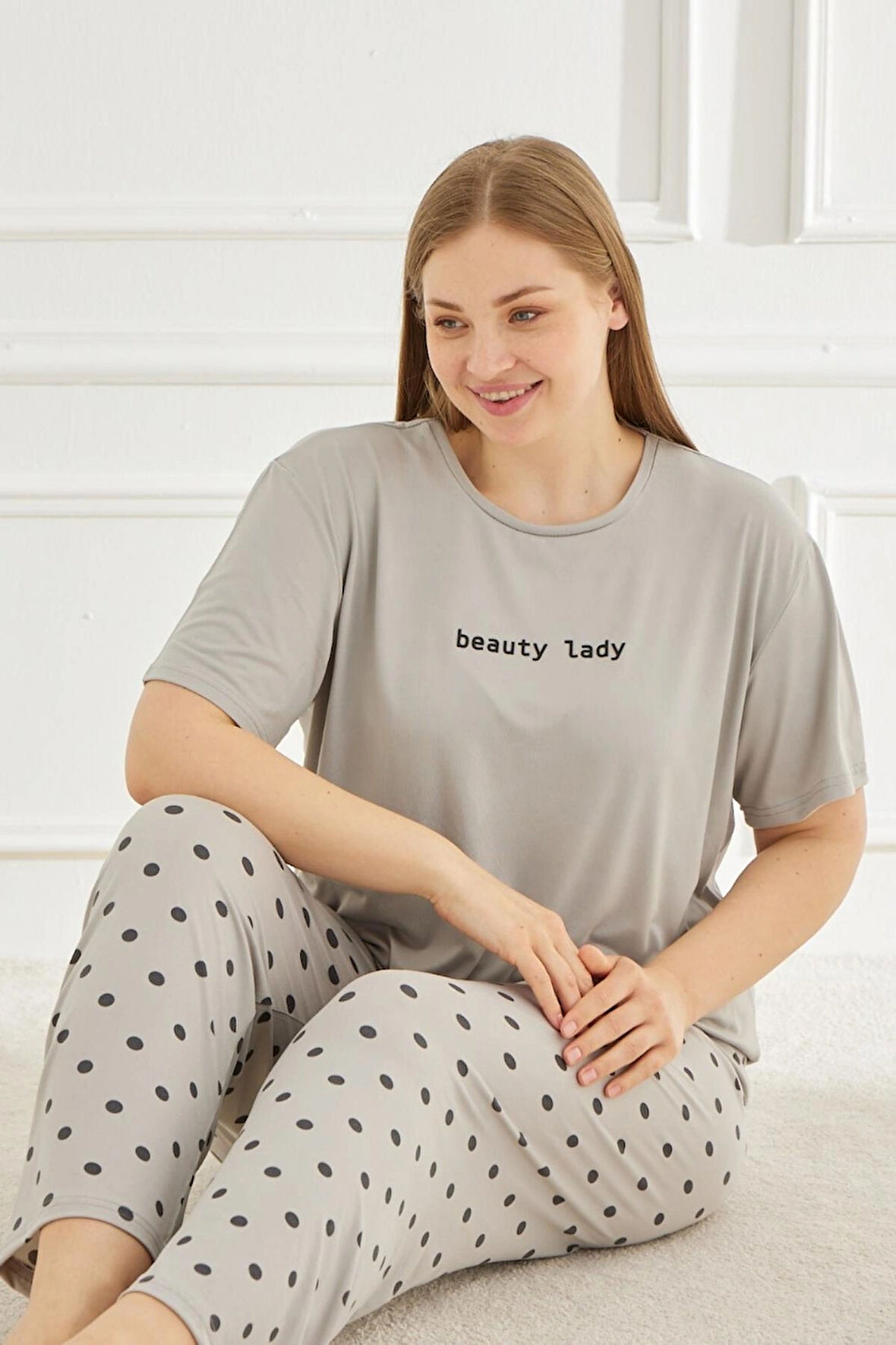 Kadın Pijama Takımı Büyük Beden & Battal Kısa Kol