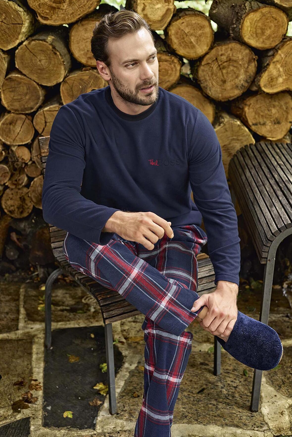 Erkek Pijama Takımı Polar Uzun Kol Kışlık