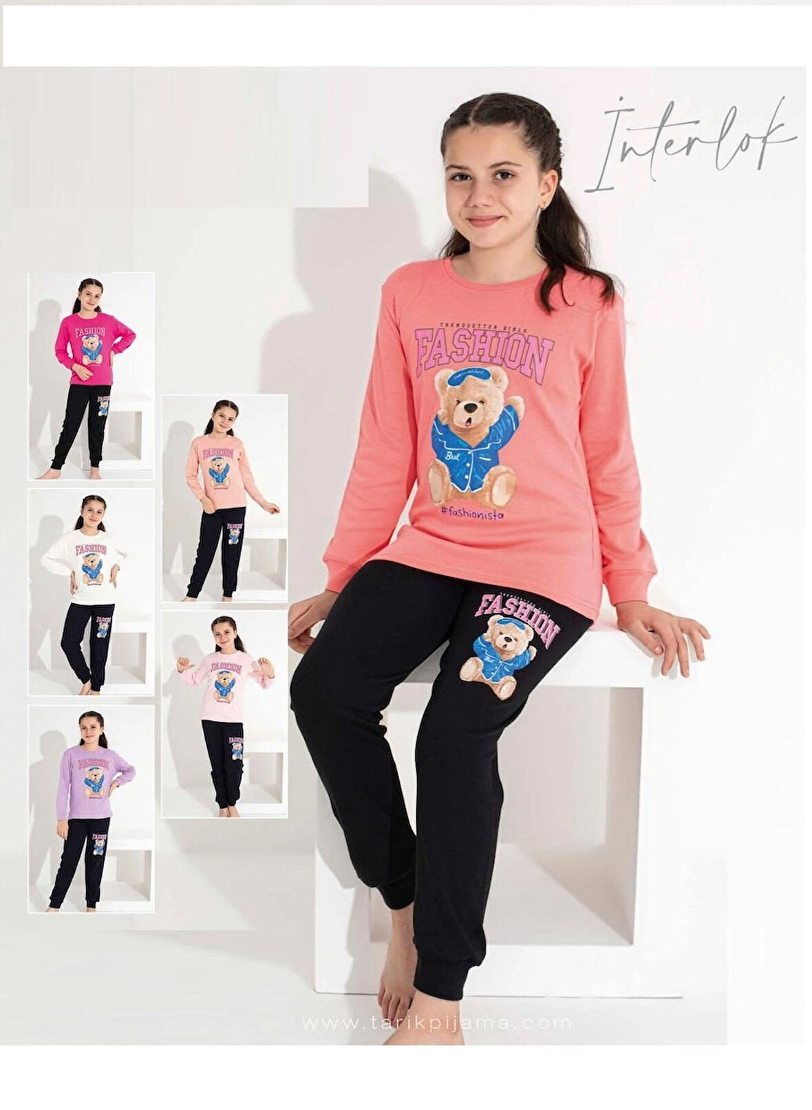 Kız Çocuk Pijama Takımı İnterlok Kışlık Uzun Kol