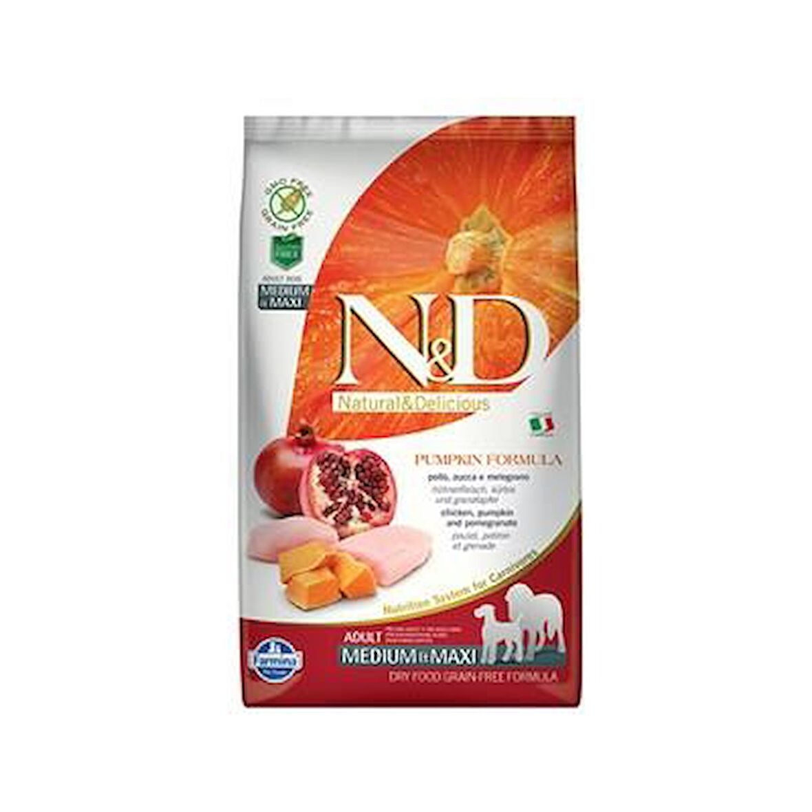 N&D Balkabaklı Tavuklu Medium Maxi Tahılsız Köpek Maması 2.5 Kg